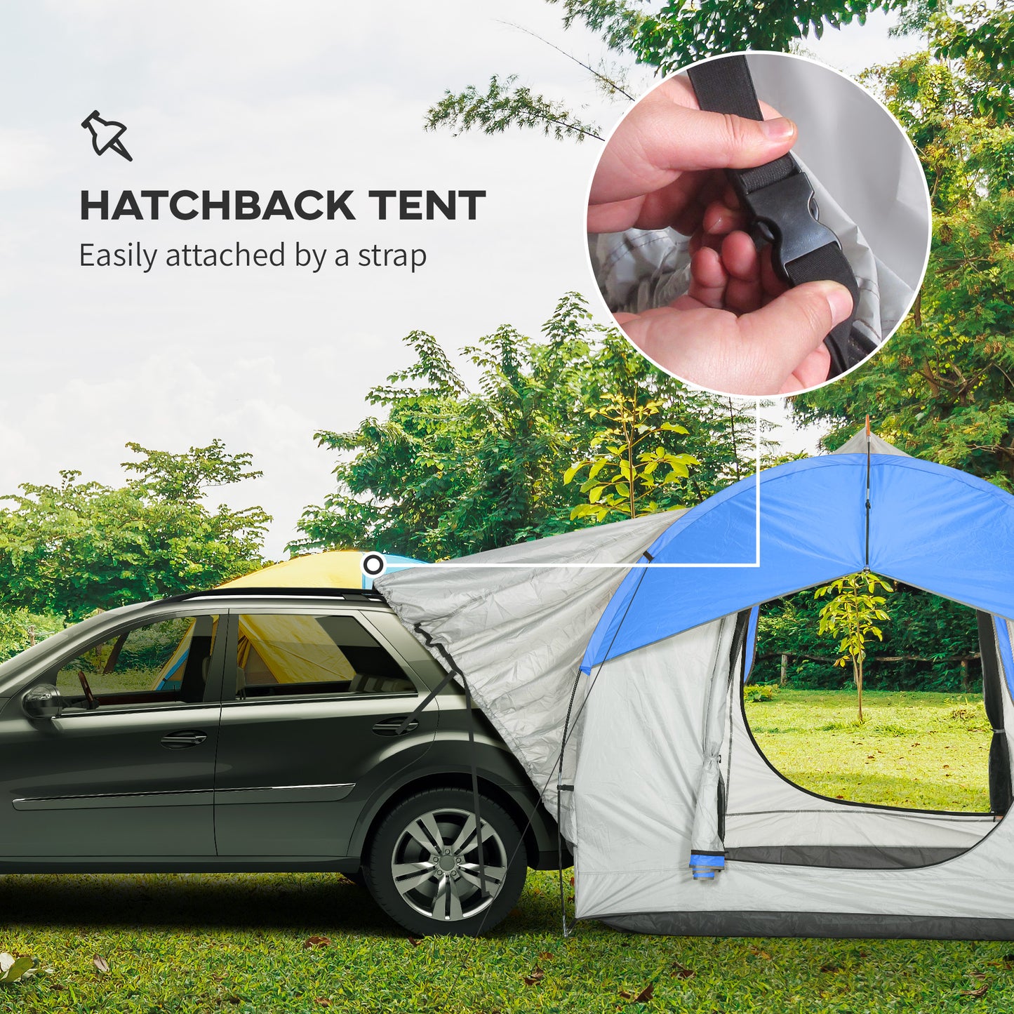 SUV Car Tent for Camping, Waterproof PU2000mm, 5 Man Tailgate Tent