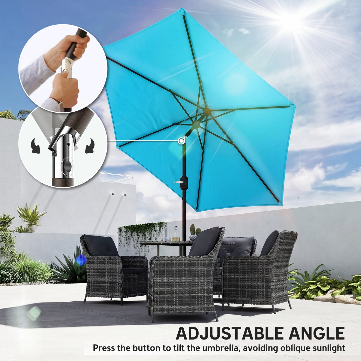 2.6 m Garden Parasol Umbrella with Aluminium Pole (3)