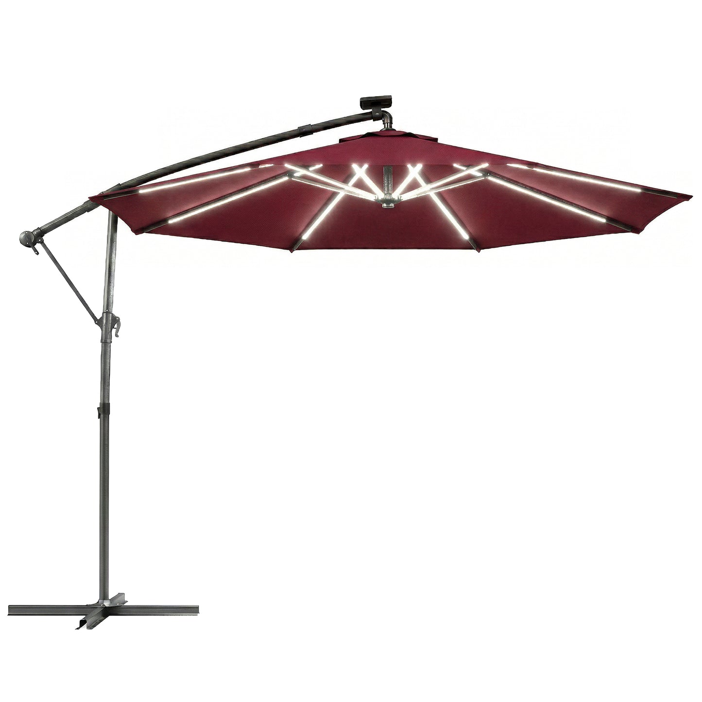 3 m Garden Cantilever Parasol with LED Solar Light