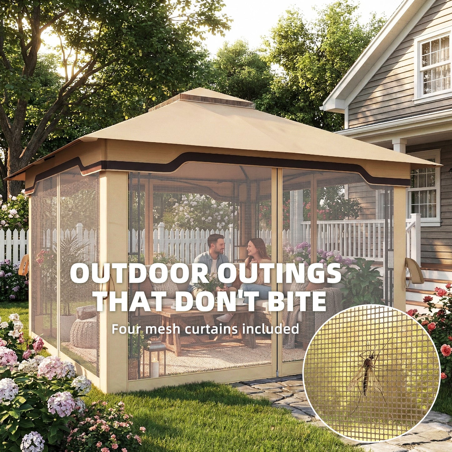 3.3 x 3.3 m Outdoor Garden Gazebo with Post Shelves
