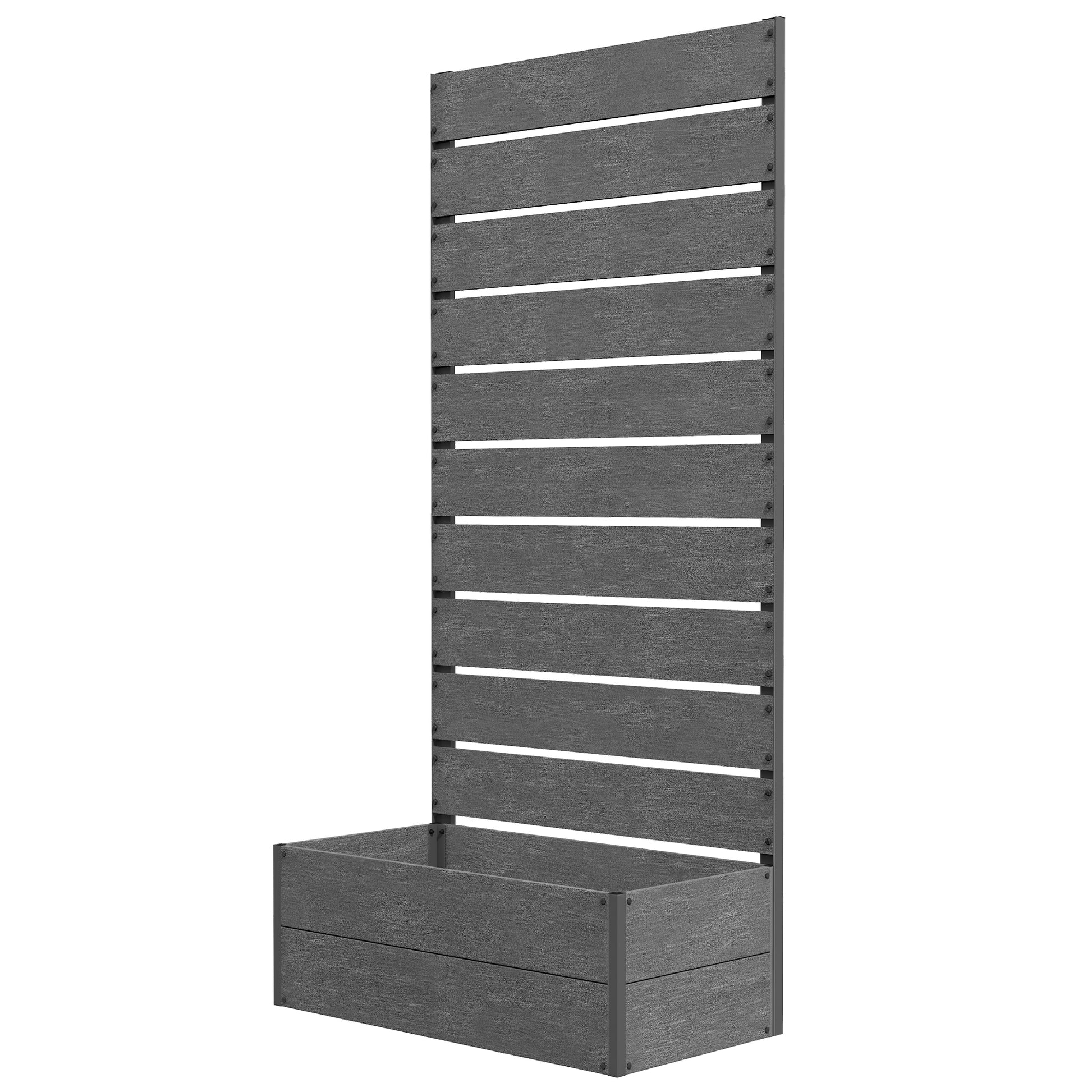 34 x 69.5cm Garden Planter Box, with Back Trellis