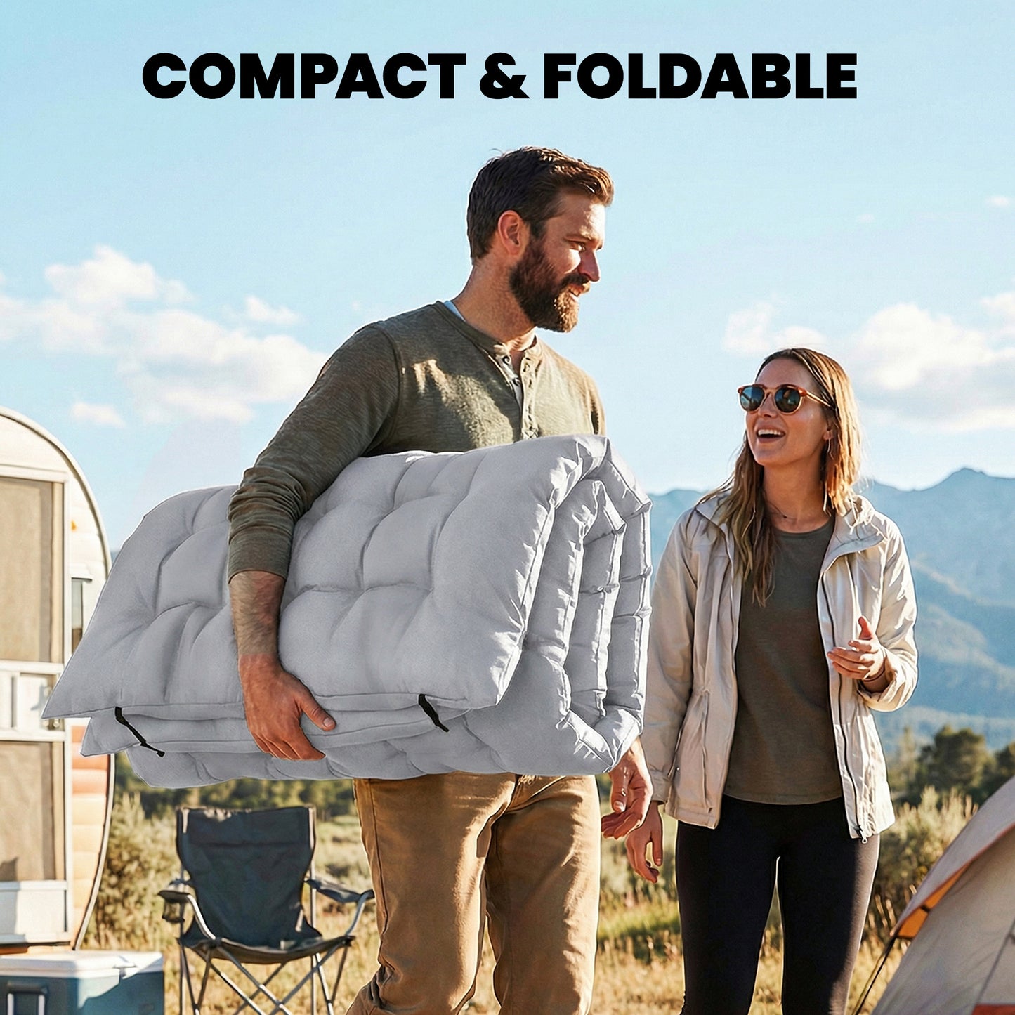 Sleeping Mat, Foldable Camping Mattress Pad with Elastic Straps