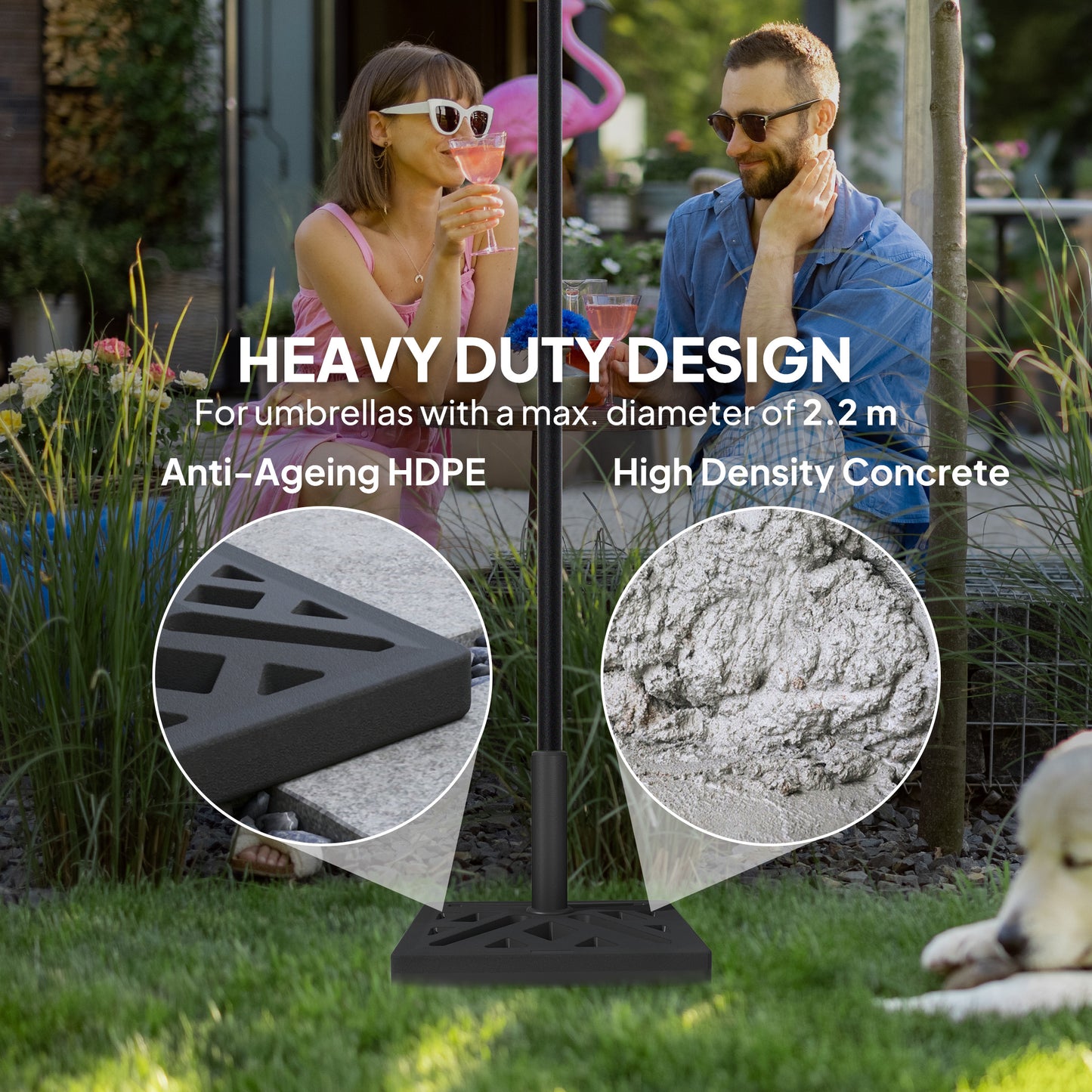 Garden Parasol Base, 15kg HDPE Outdoor Umbrella Stand Parasol Stand