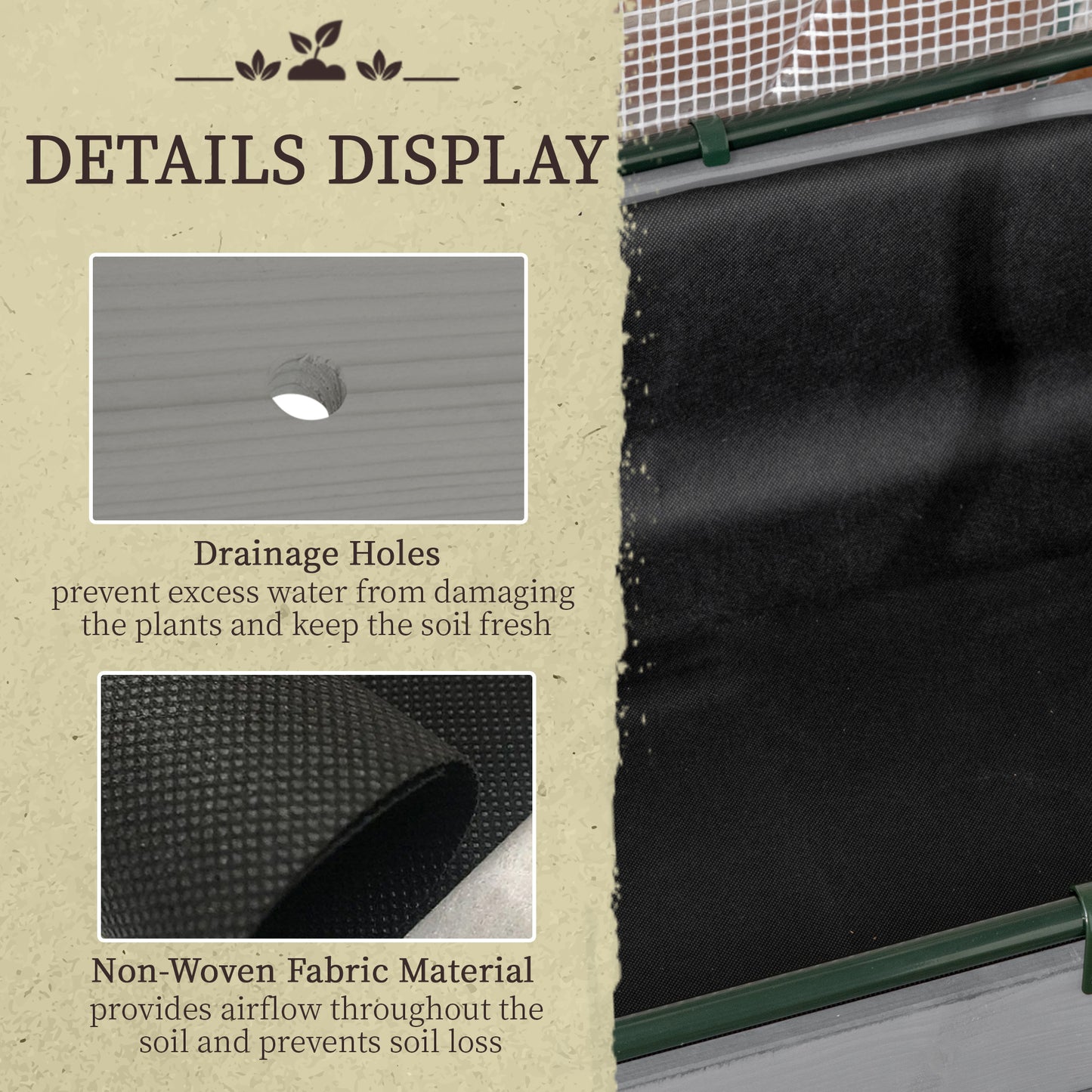 Raised Garden Bed Outdoor Elevated Wood Planter Box w/ PE Cover