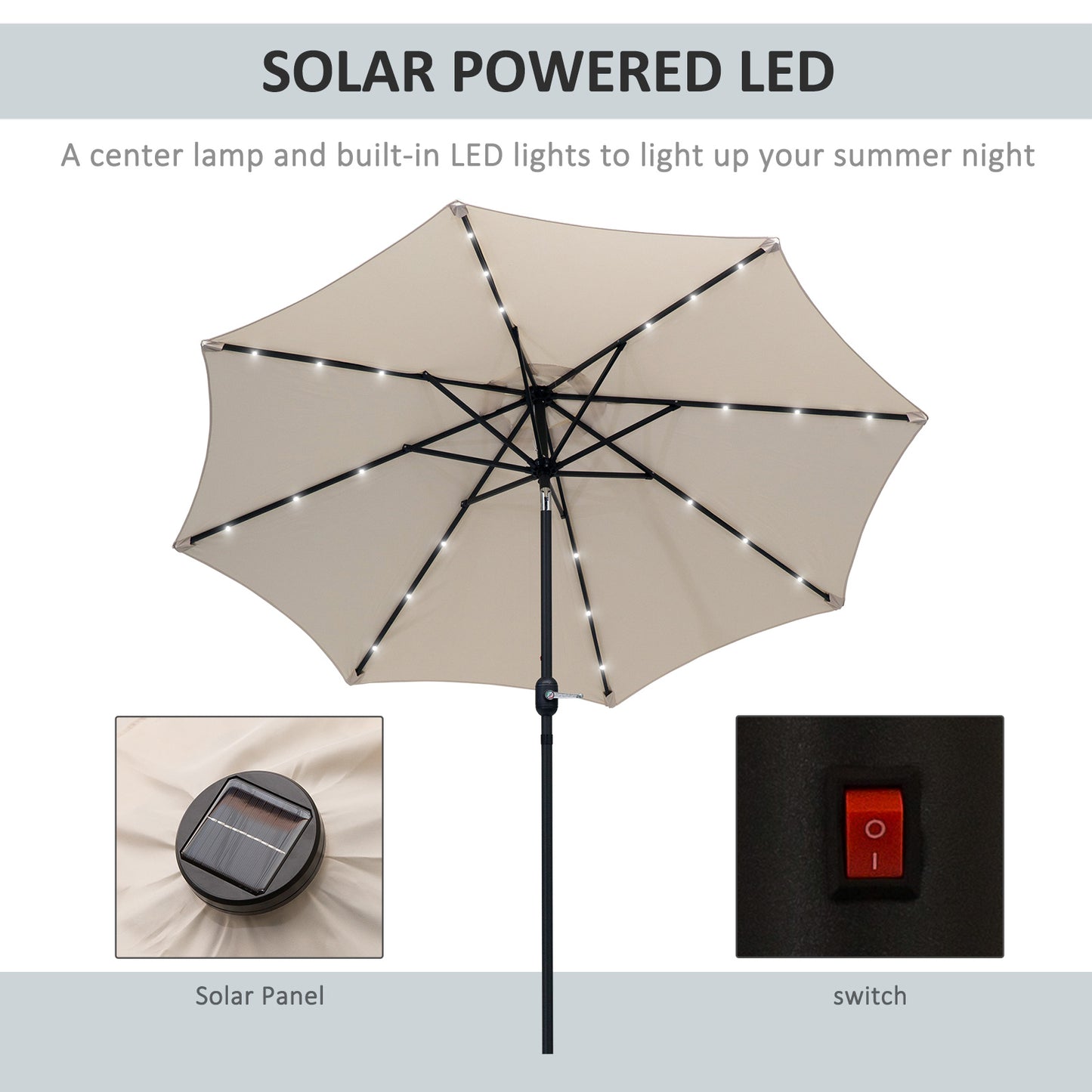 2.7m Patio Garden Umbrella Outdoor Parasol with Tilt Crank (1)