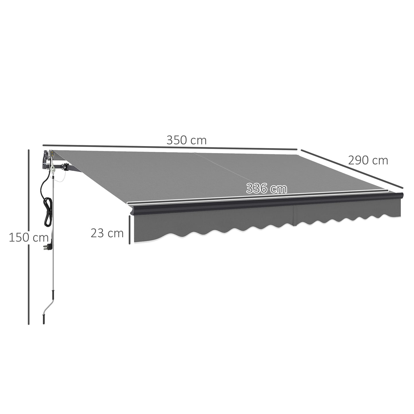 3.5 x 3m Electric/Manual Awning, with Remote