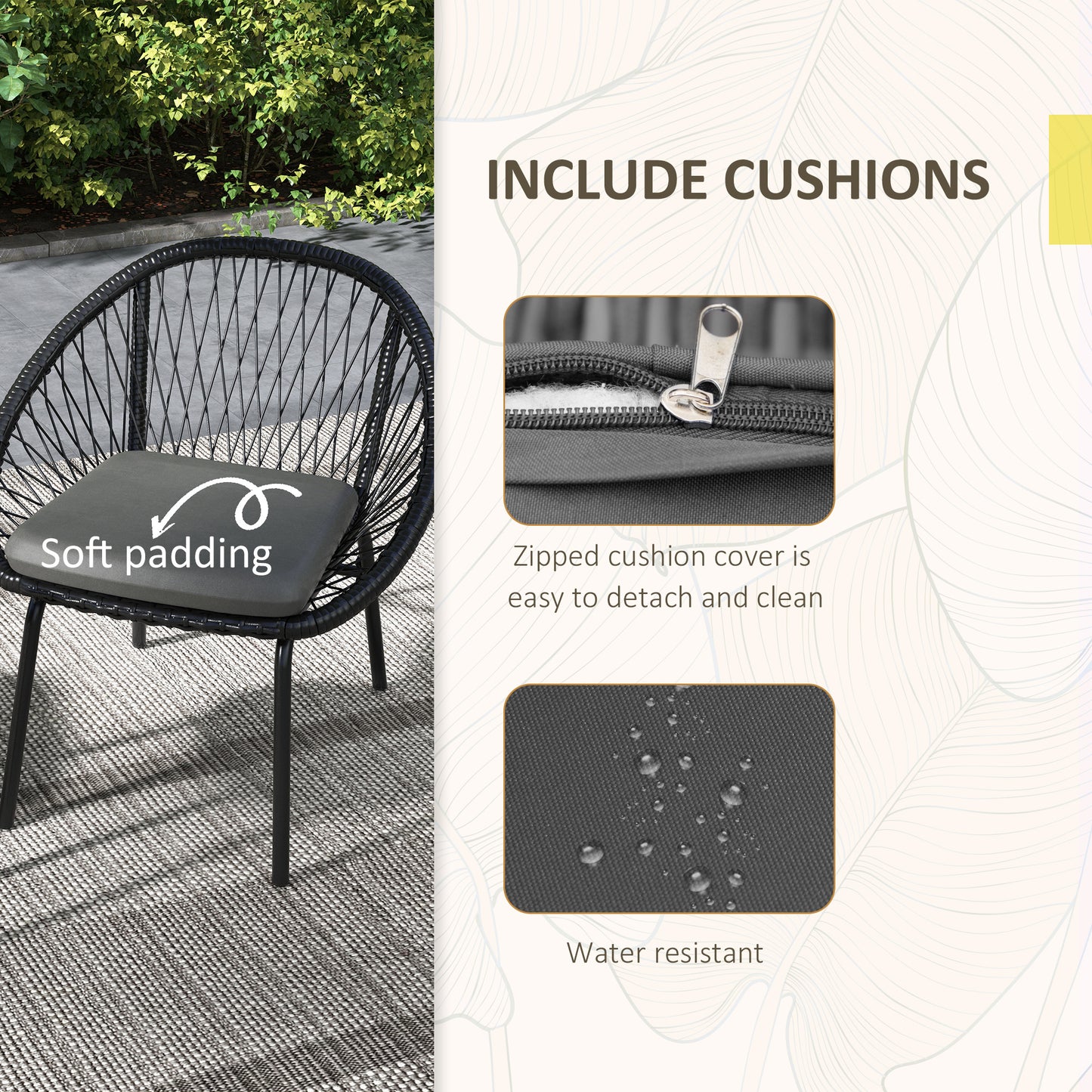 Three-Piece Rattan Bistro Set
