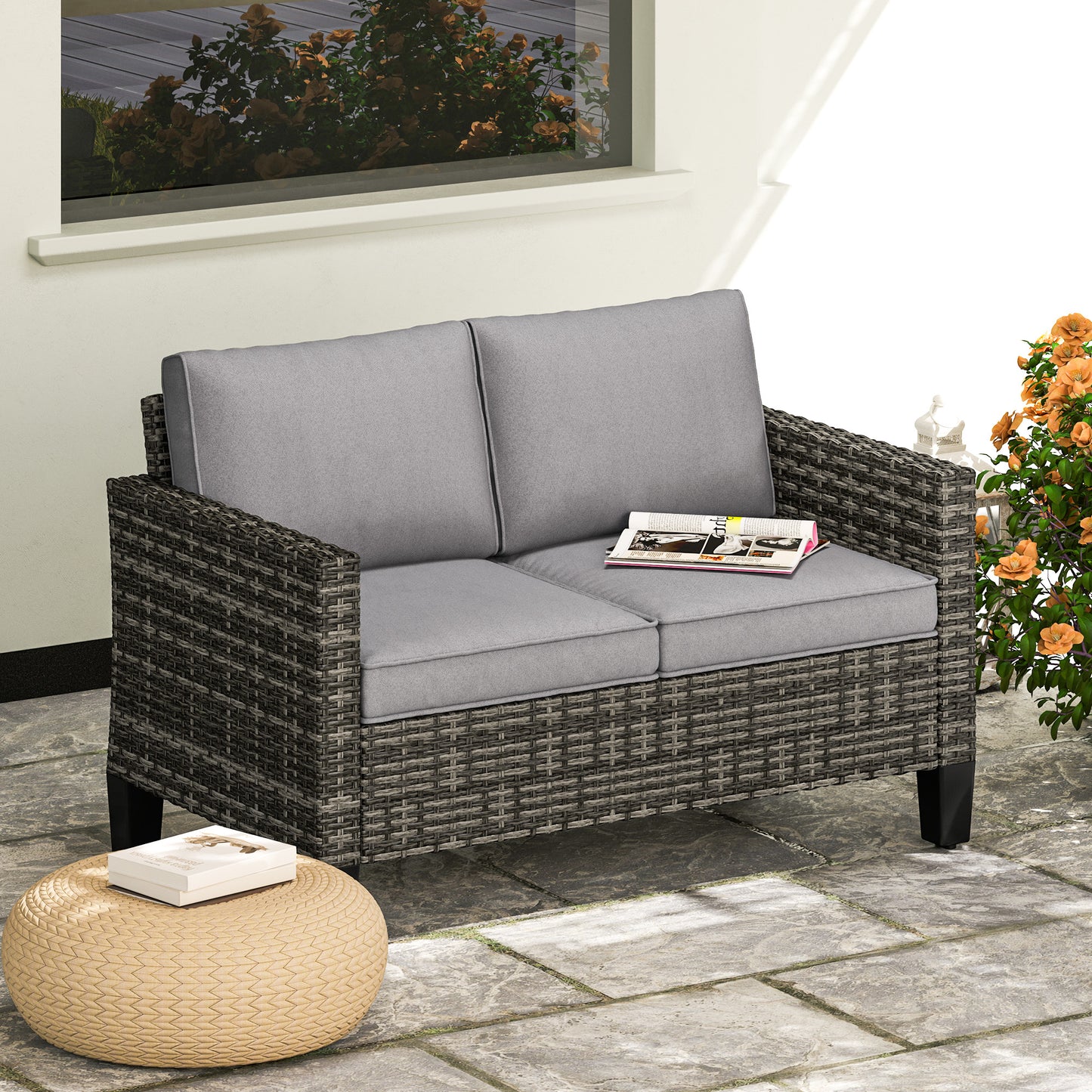 Two-Seater Rattan Outdoor Sofa