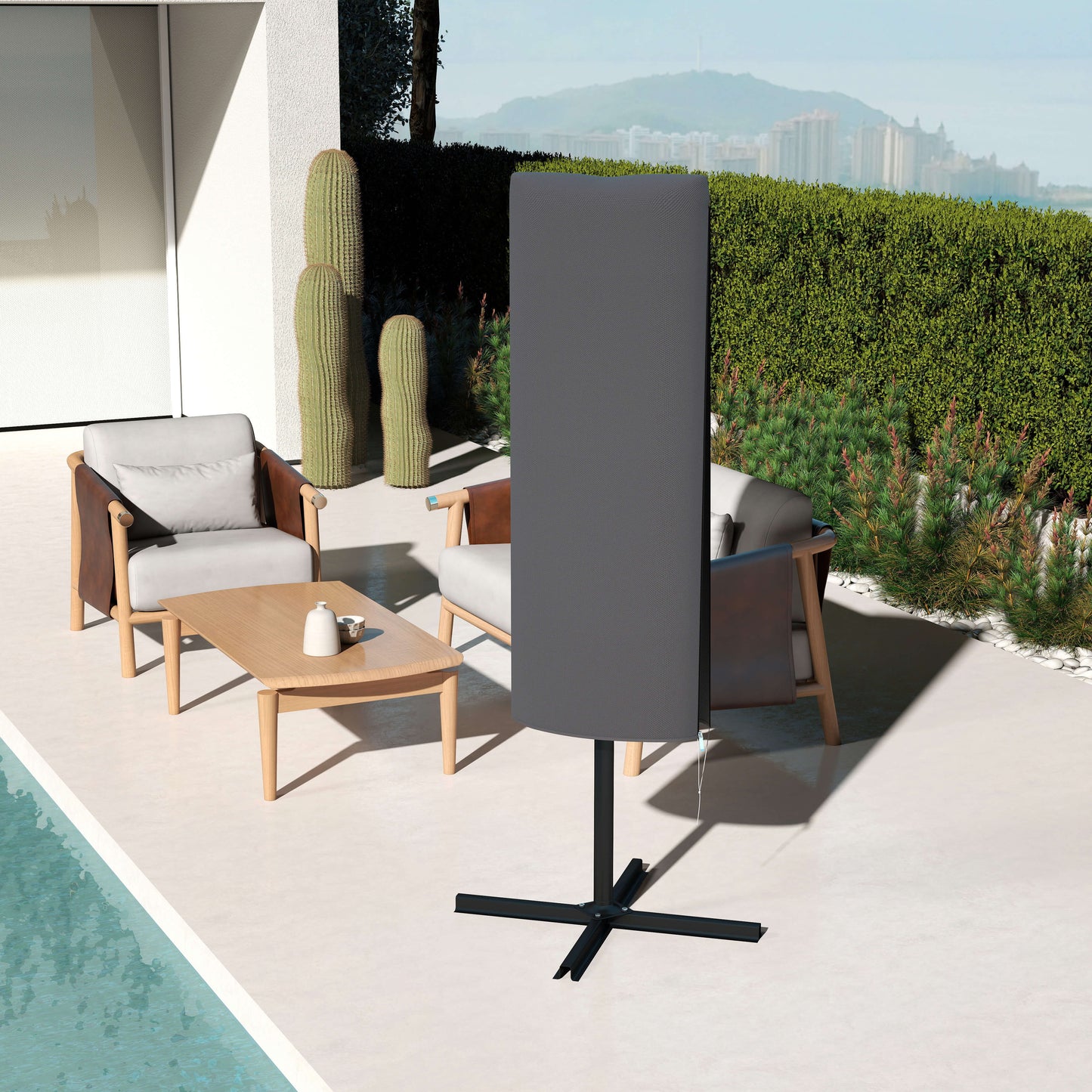 Outdoor Cantilever Umbrella Cover Parasol with Rod, Zipper