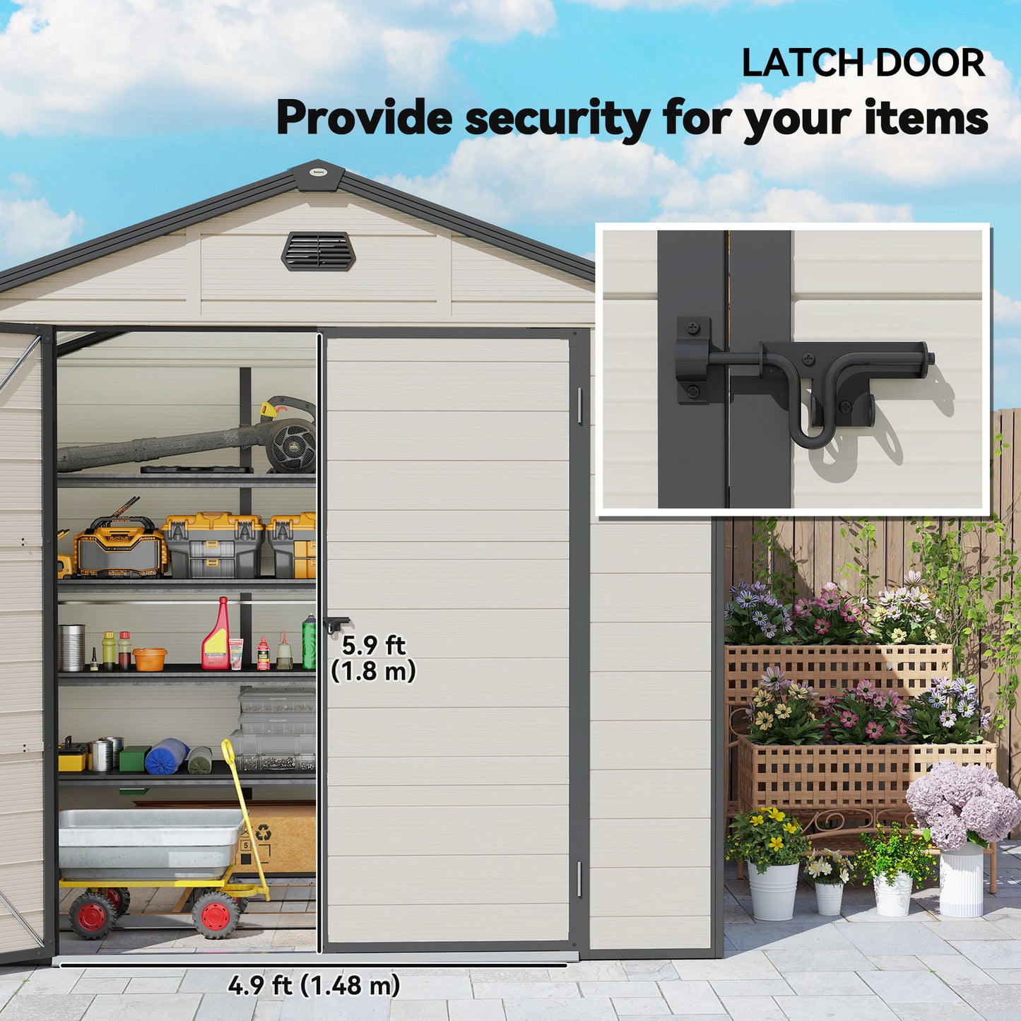 7.9ft x 6.2ft Recycled Garden Shed with Aluminium Frame and Plastic