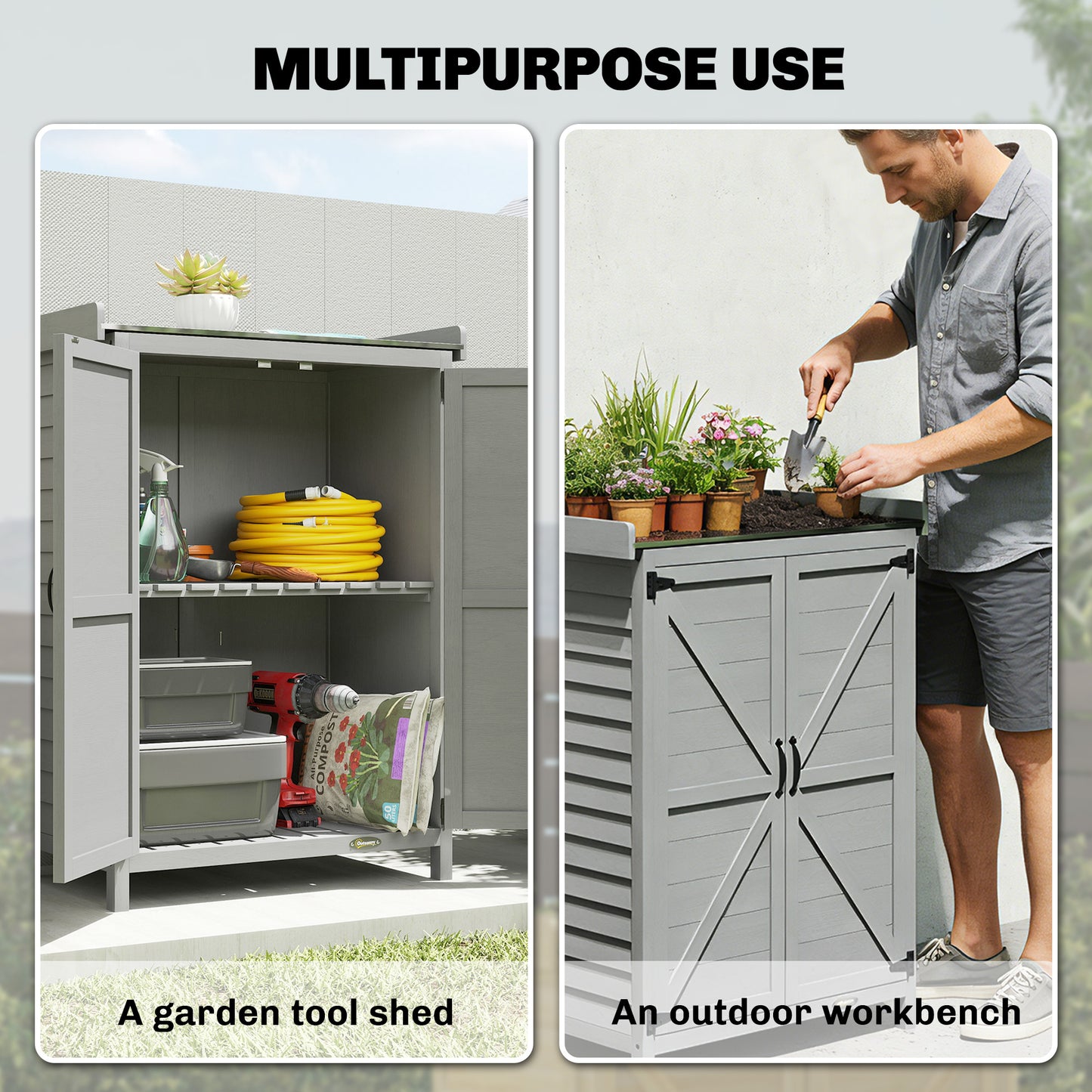 Wooden Garden Shed, Garden Tool Storage Shed with Shelf