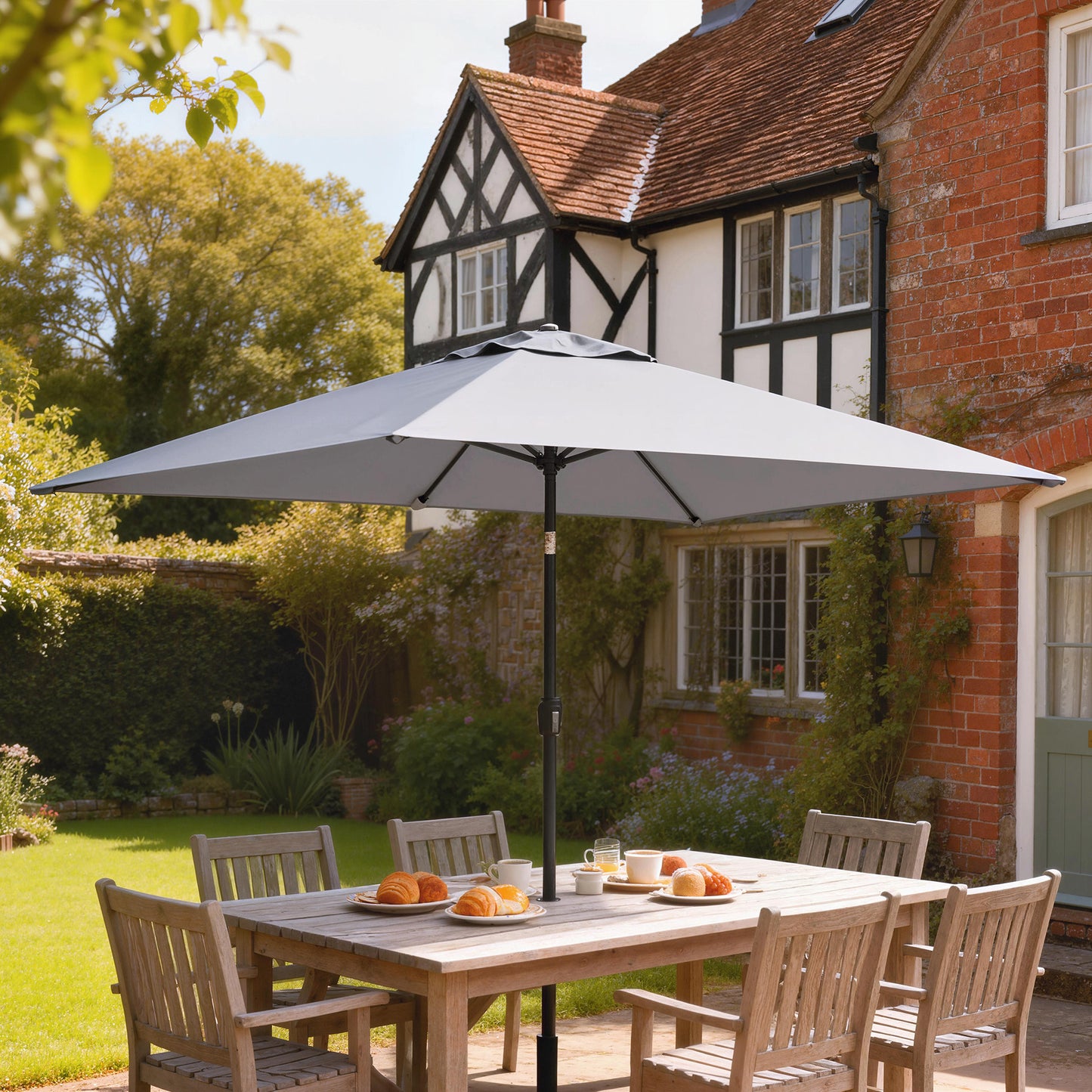 Garden Parasol, Parasol Umbrella with Crank Handle, Tilt Function