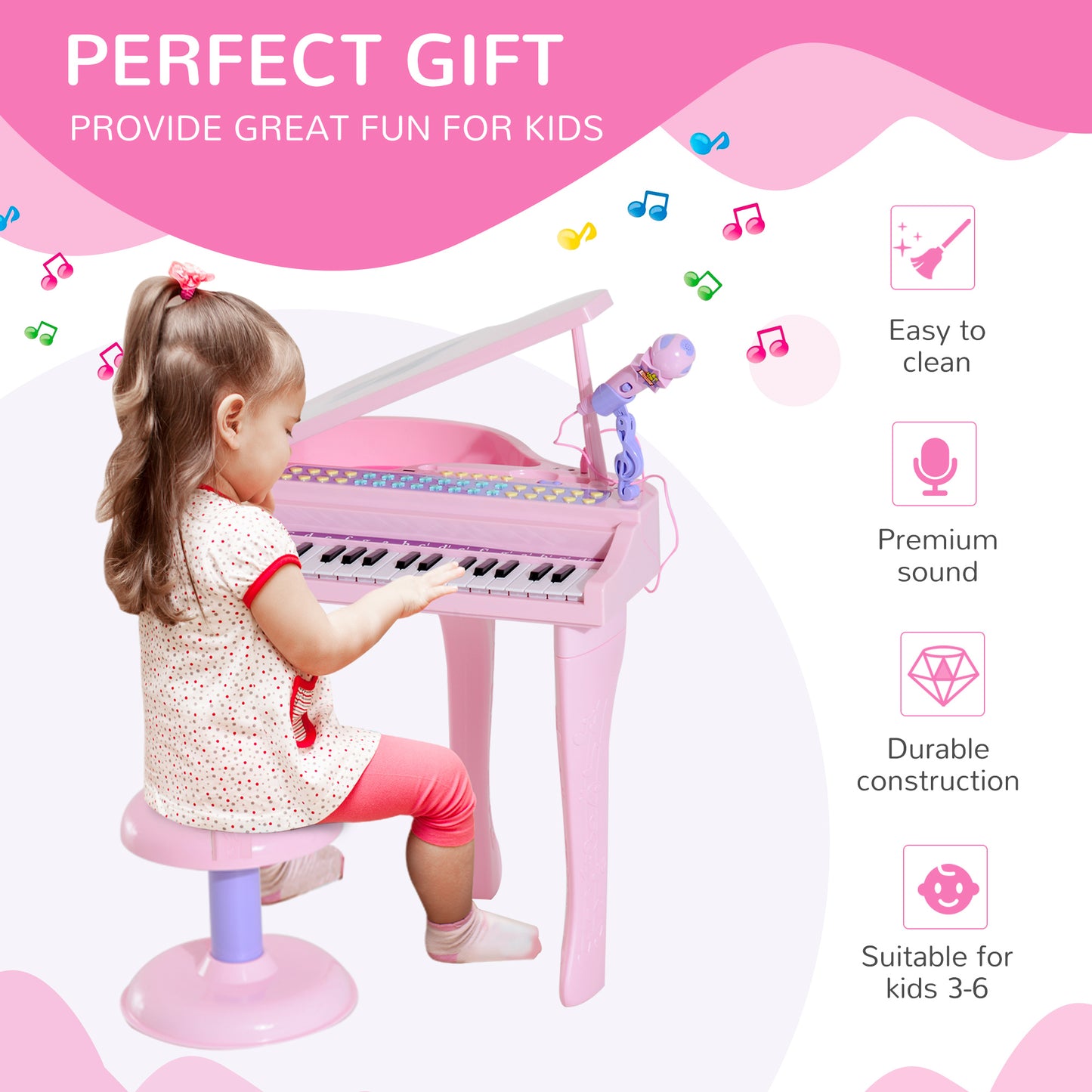 37 Keys Kids Mini Electronic Keyboard Children Grand Piano