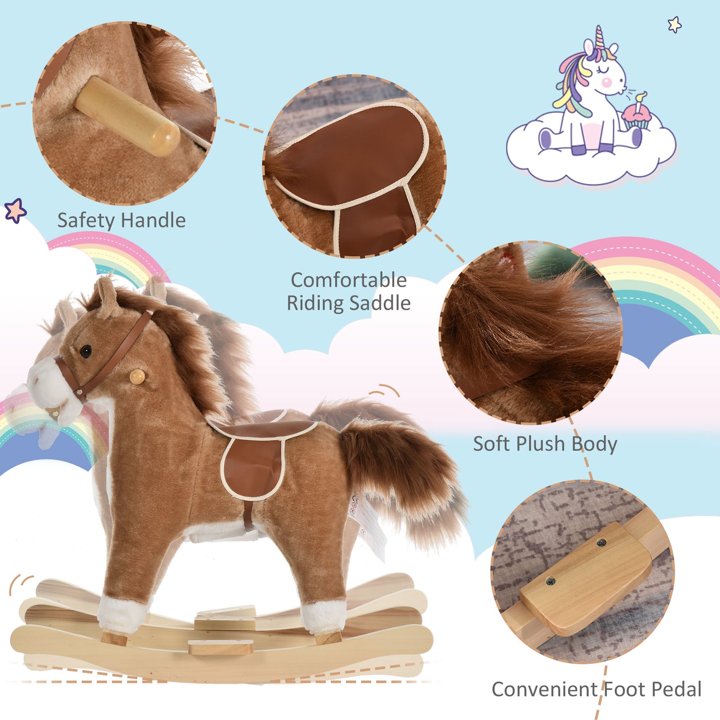 Kids Classic Rocking Horse, with Moving Mouth, Neighing Sounds