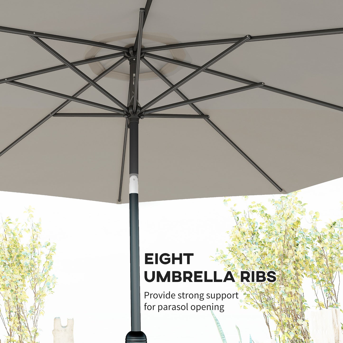 3(m) Tilting Parasol Garden Umbrellas, Outdoor Sun Shade with 8 Ribs