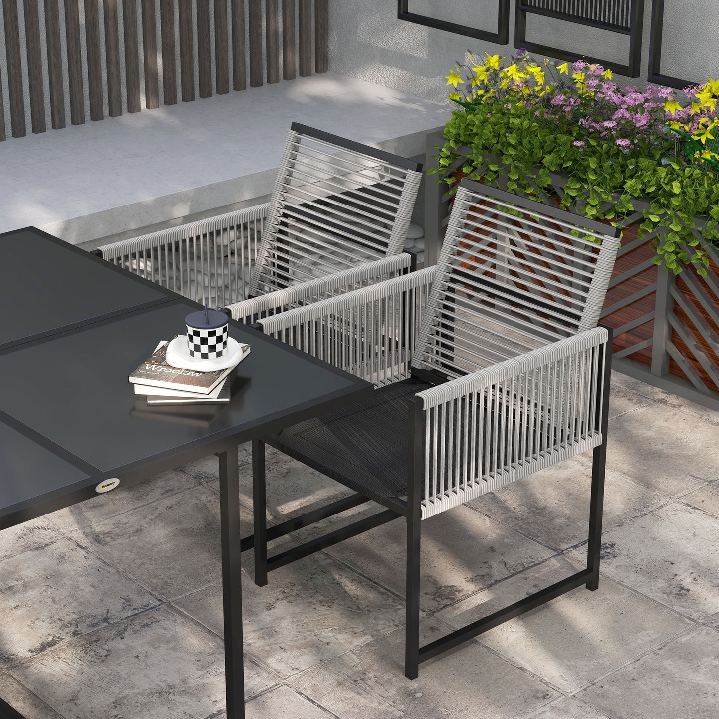 Five-Piece Metal Dining Set, with Folding Back Chairs