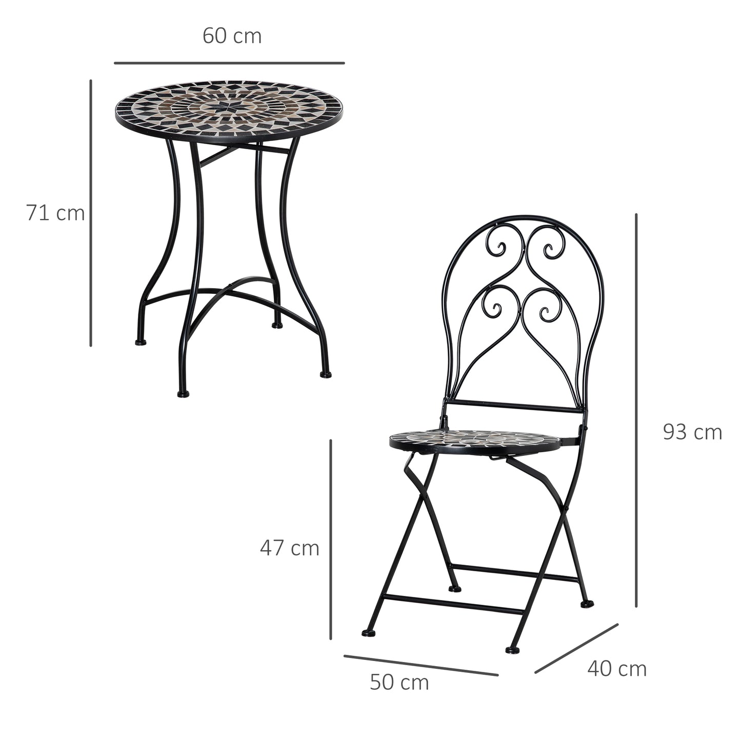 3 Pieces Garden Bistro Set with Coffee Table