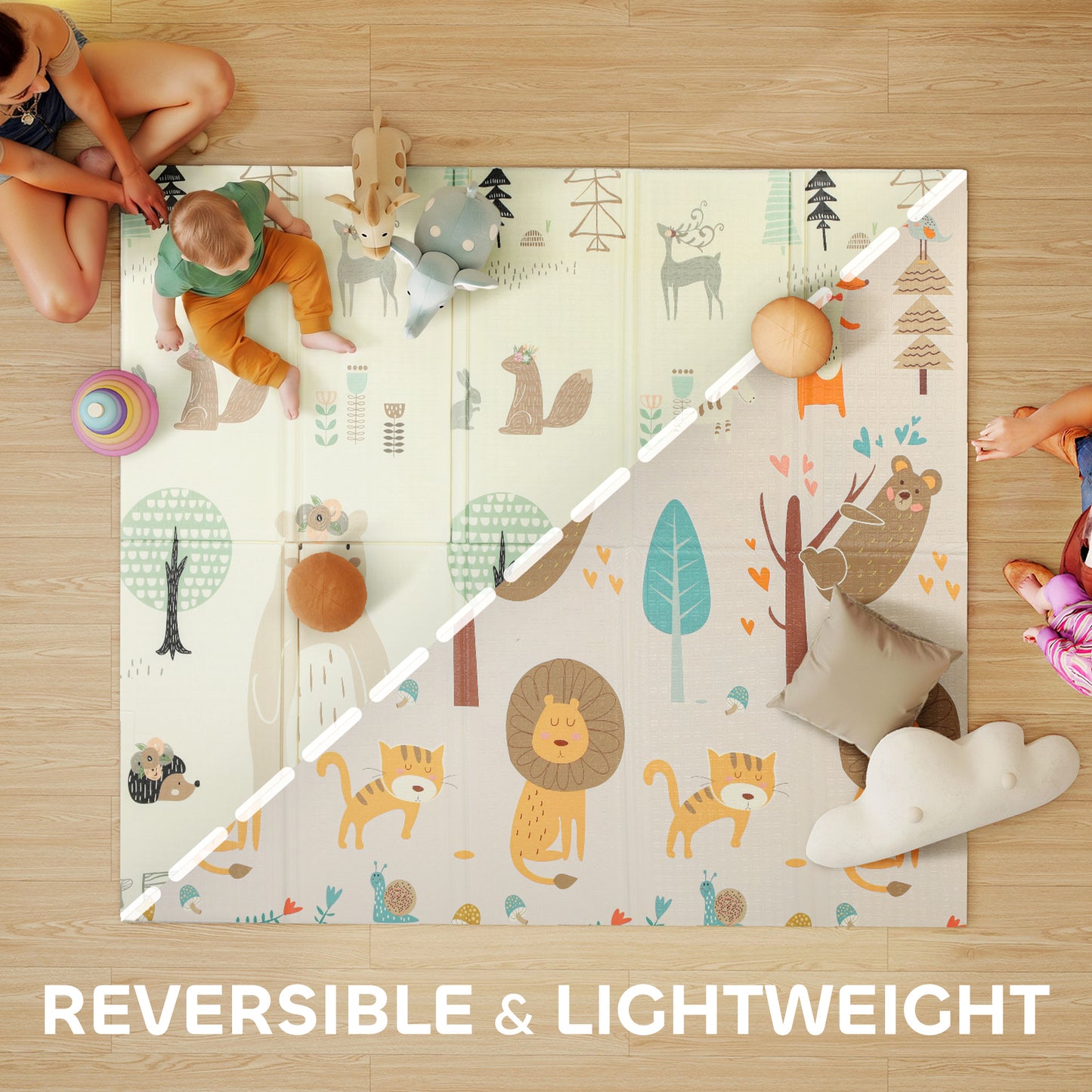 Baby Play Mat, Double Sideded Foldable Kids Crawling Mat