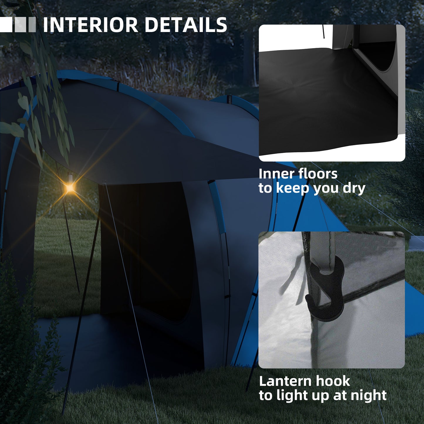 Large Camping Tent Tunnel Tent with 2 Bedroom and Living Area