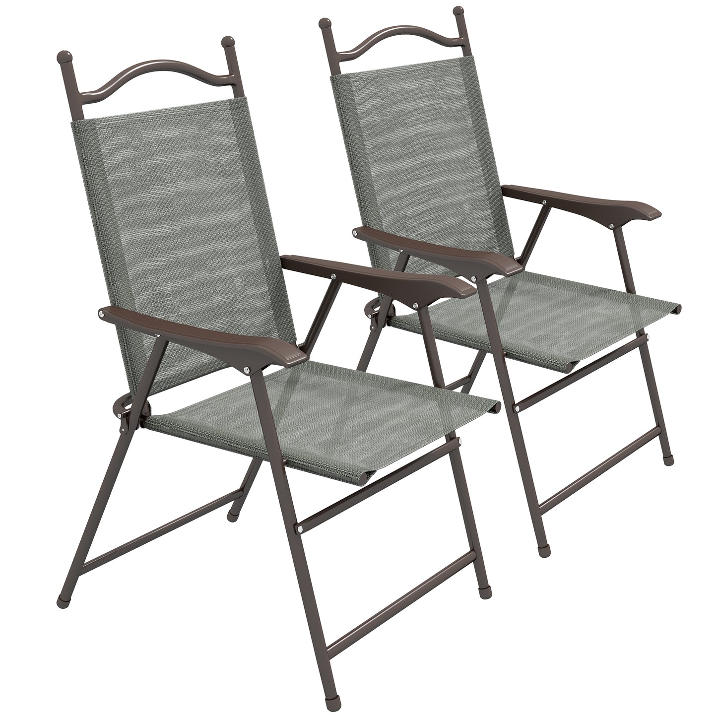 Set of Two Folding Garden Chairs, with Fabric Mesh Seats