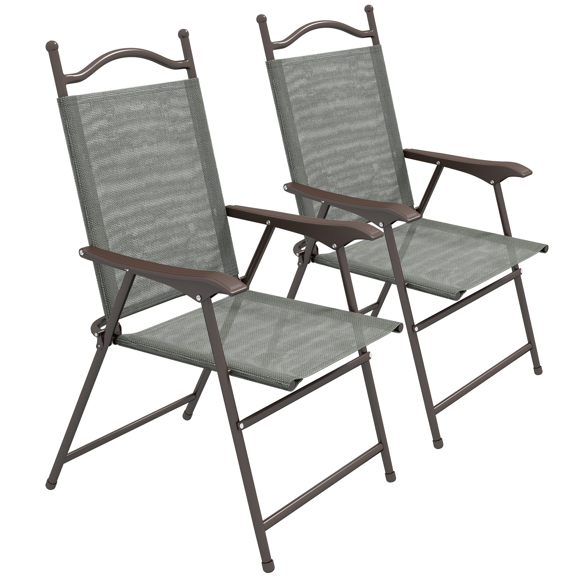 Set of Two Folding Garden Chairs, with Fabric Mesh Seats