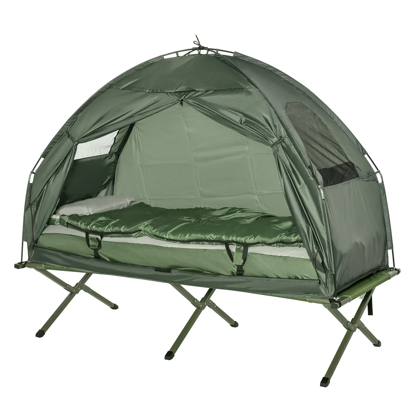 1 person Foldable Camping Tent w/Sleeping Bag Air Mattress Outdoor