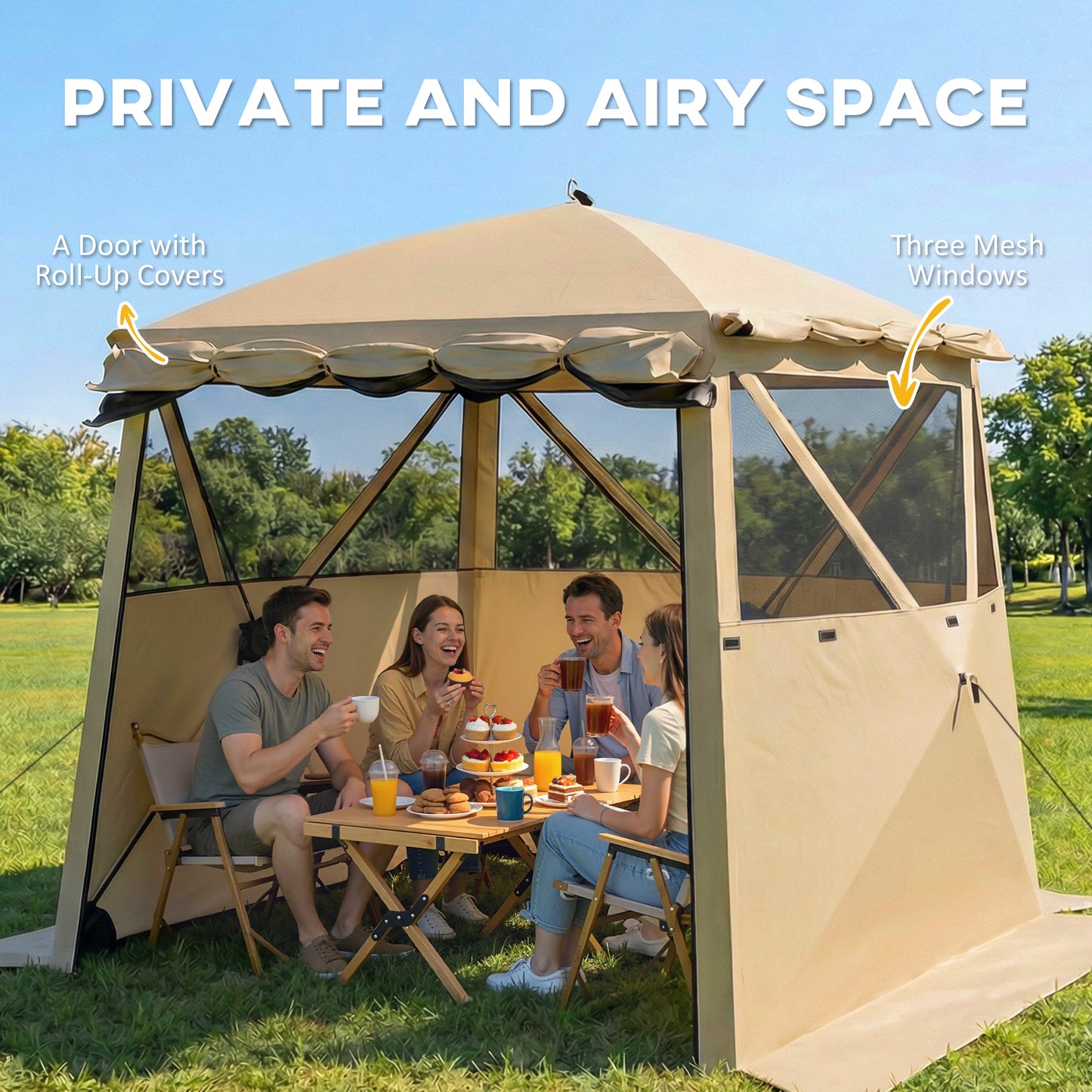 Pop Up Gazebo Waterproof Instant Shelter with Awning Mesh Windows
