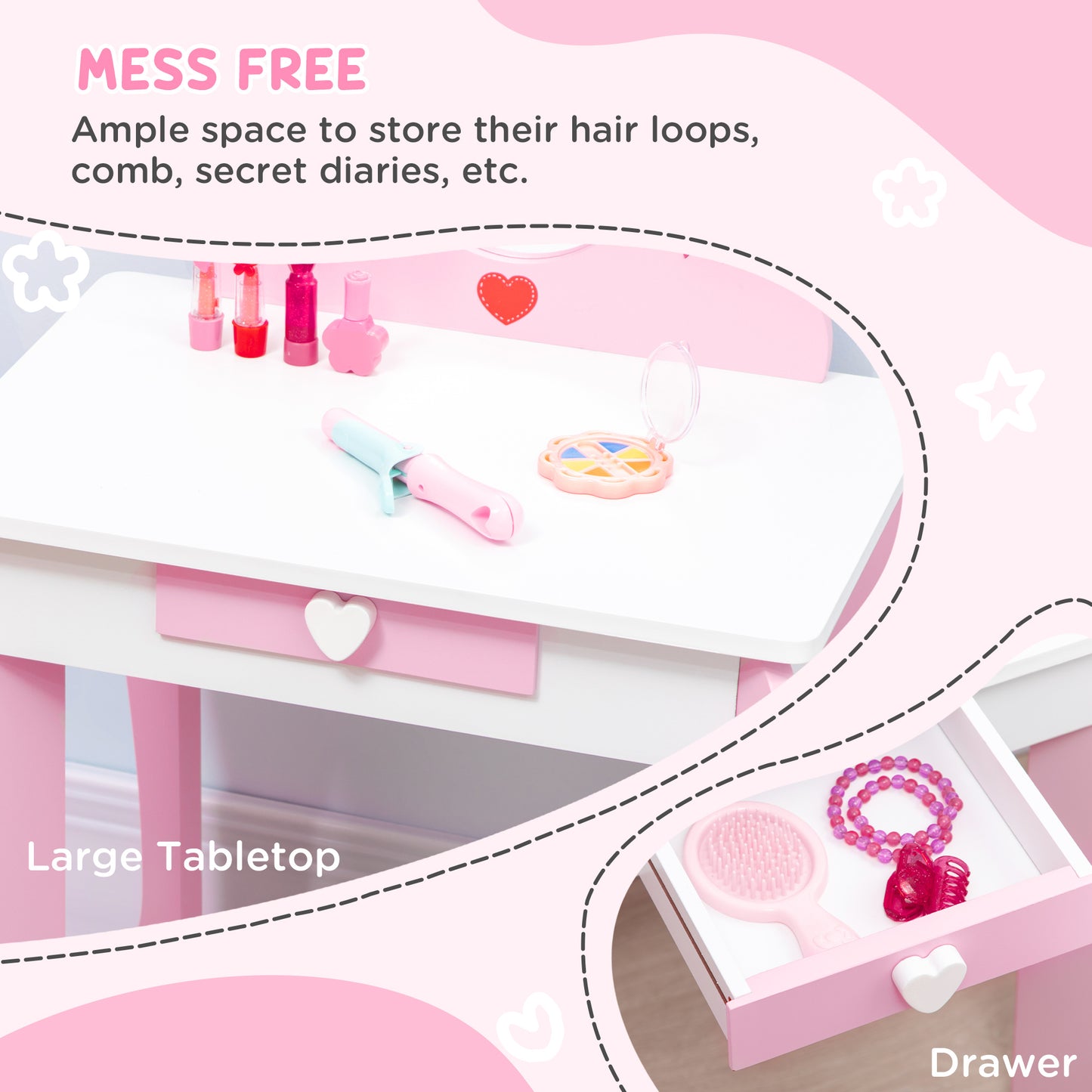 5PCs Kids Bedroom Furniture Set with Bed, Toy Box Bench