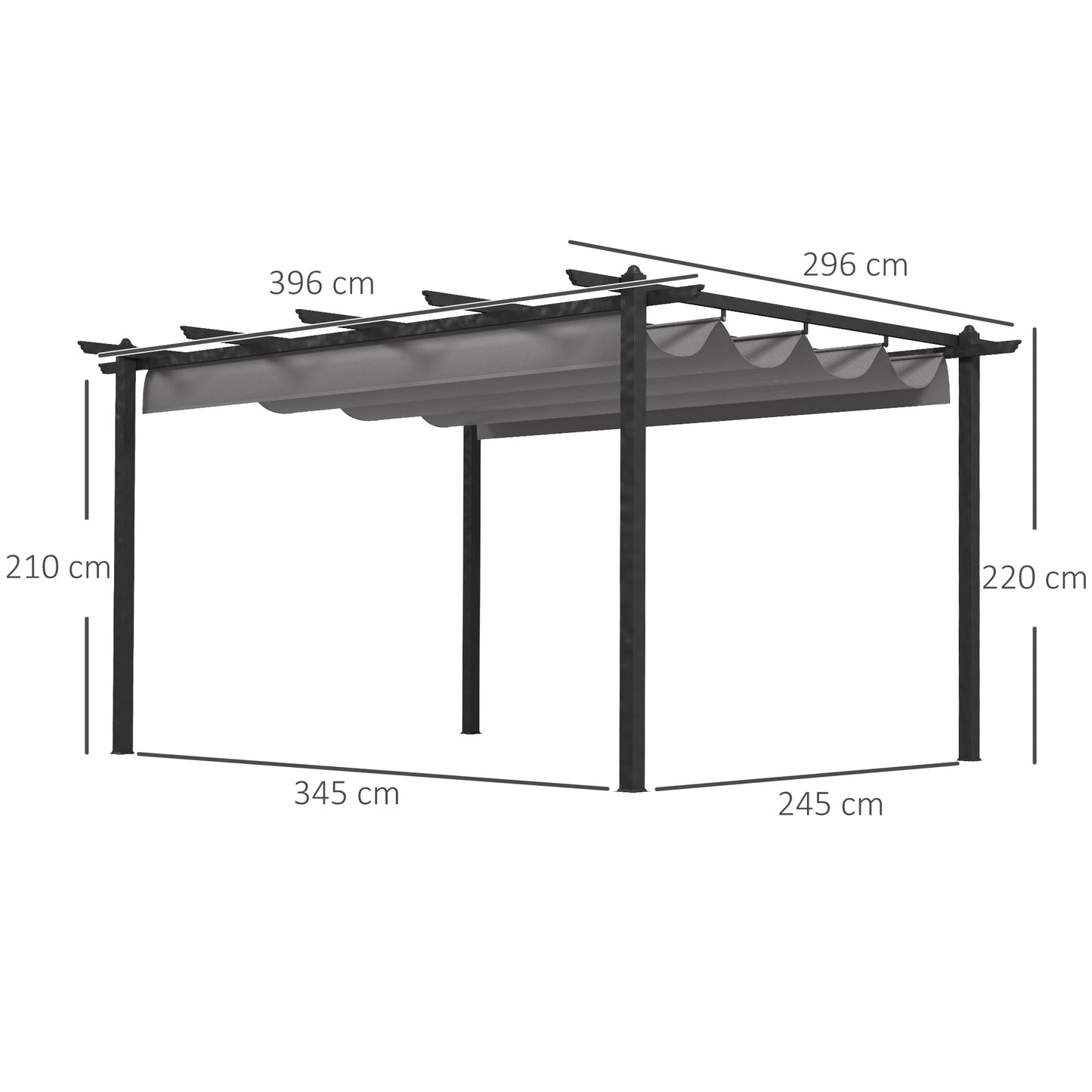 4 x 3(m) Aluminium Pergola with Retractable Roof
