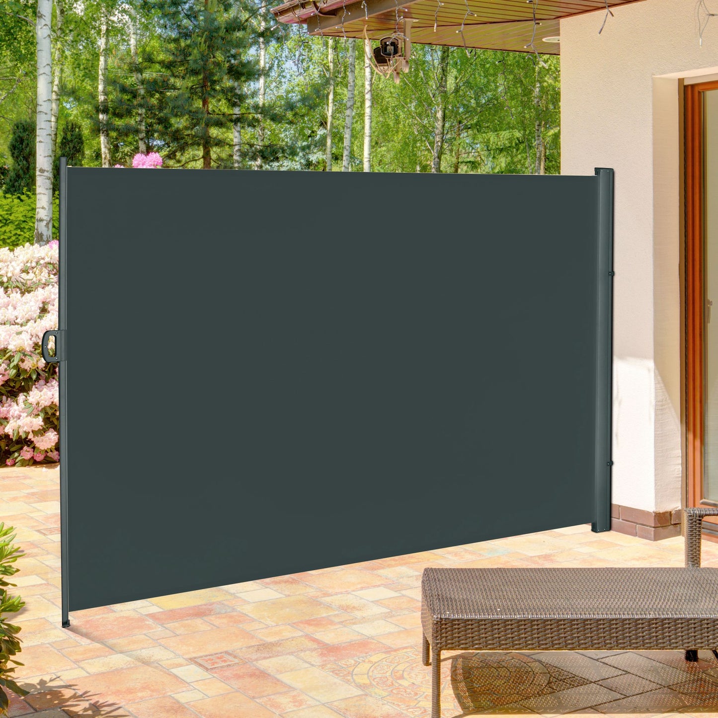 3x2m Retractable Sun Side Awning Screen Fence Patio Garden Wall