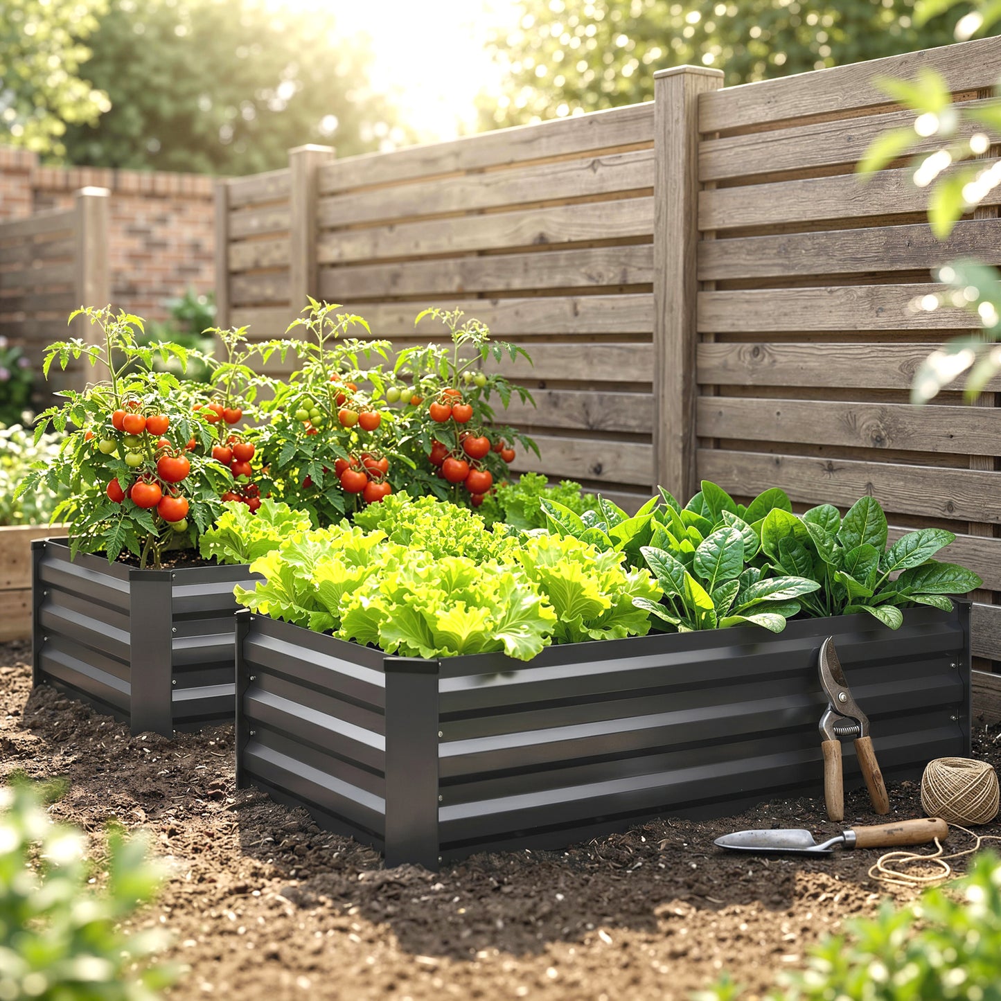 Set of Two 100 x 60cm Steel Planter Boxes