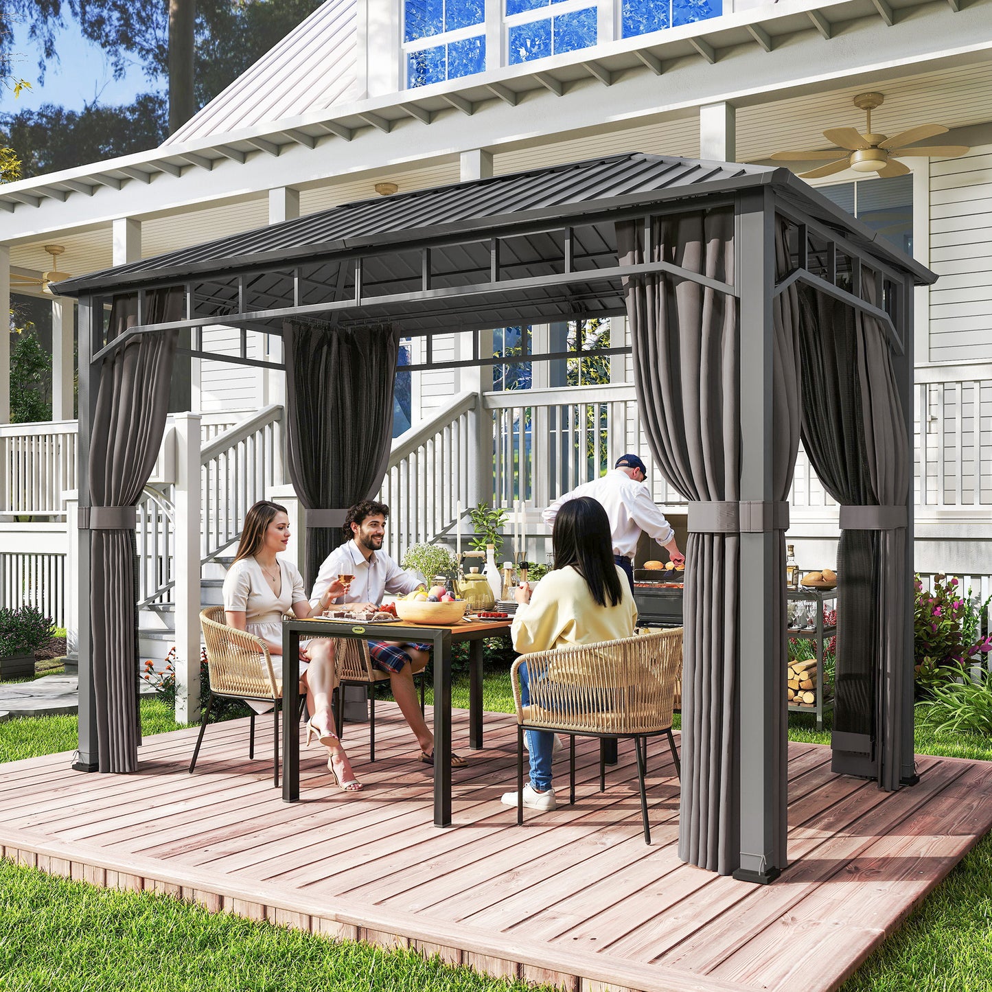 2 x 3.5 m Hardtop Gazebo with Galvanised Steel Roof
