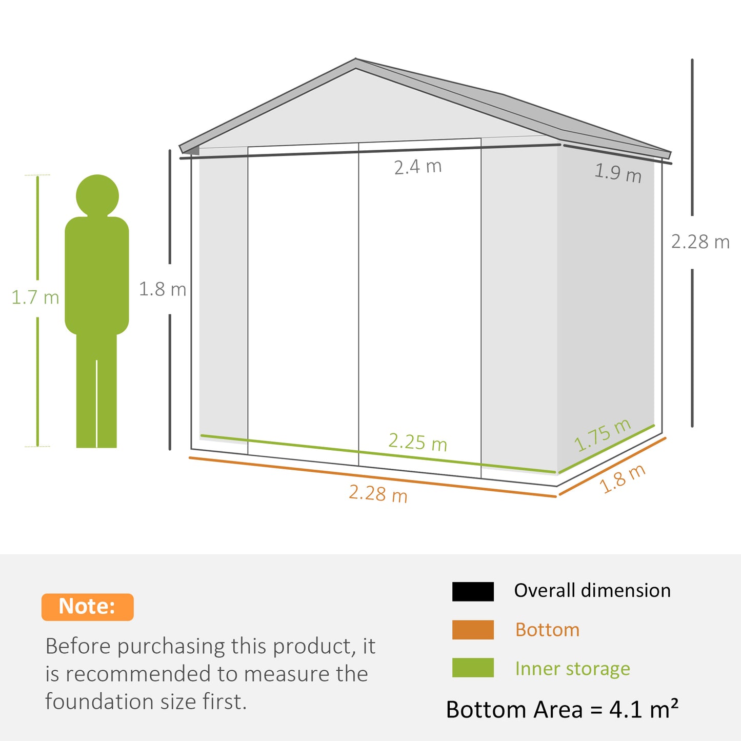 7.9ft x 6.2ft Aluminium Frame Rust Resistance Waterproof Shed