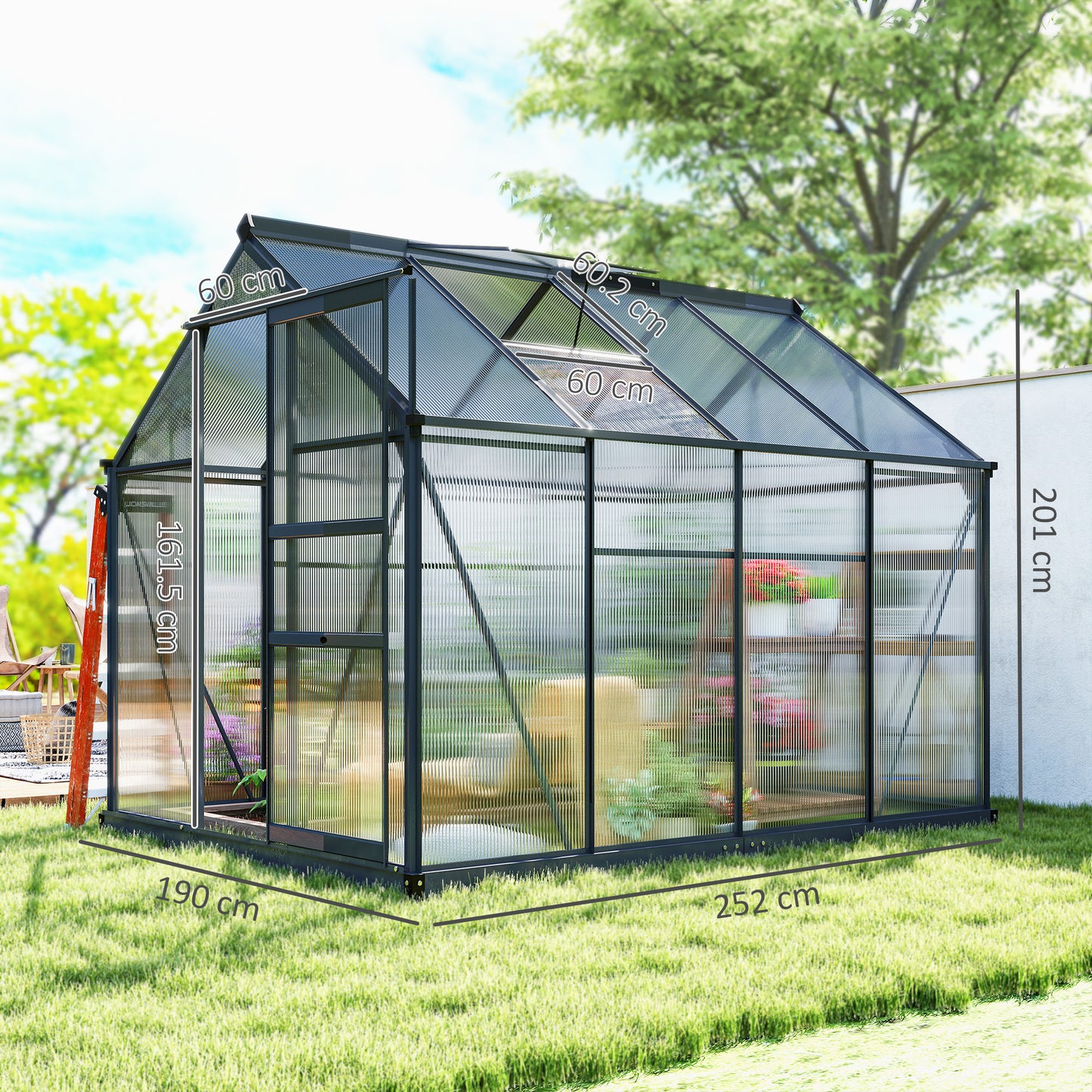 6 x 8ft Polycarbonate Greenhouse (1)