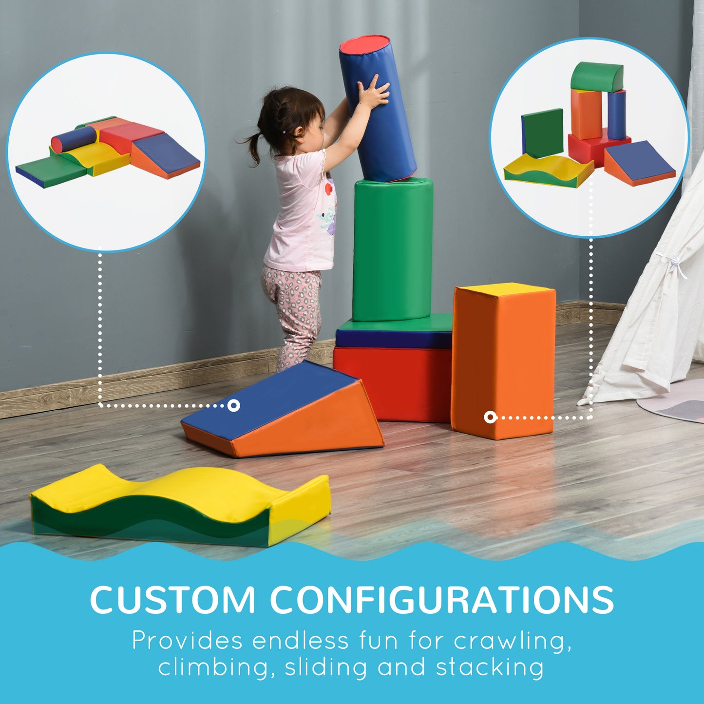 Soft Play Set, 7 Piece Foam Blocks