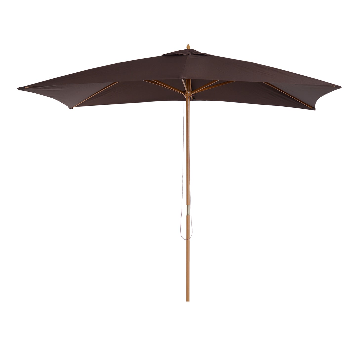 2 x 3m Wooden Garden Parasol Umbrella Outdoor Sun Shade Canopy, Dark