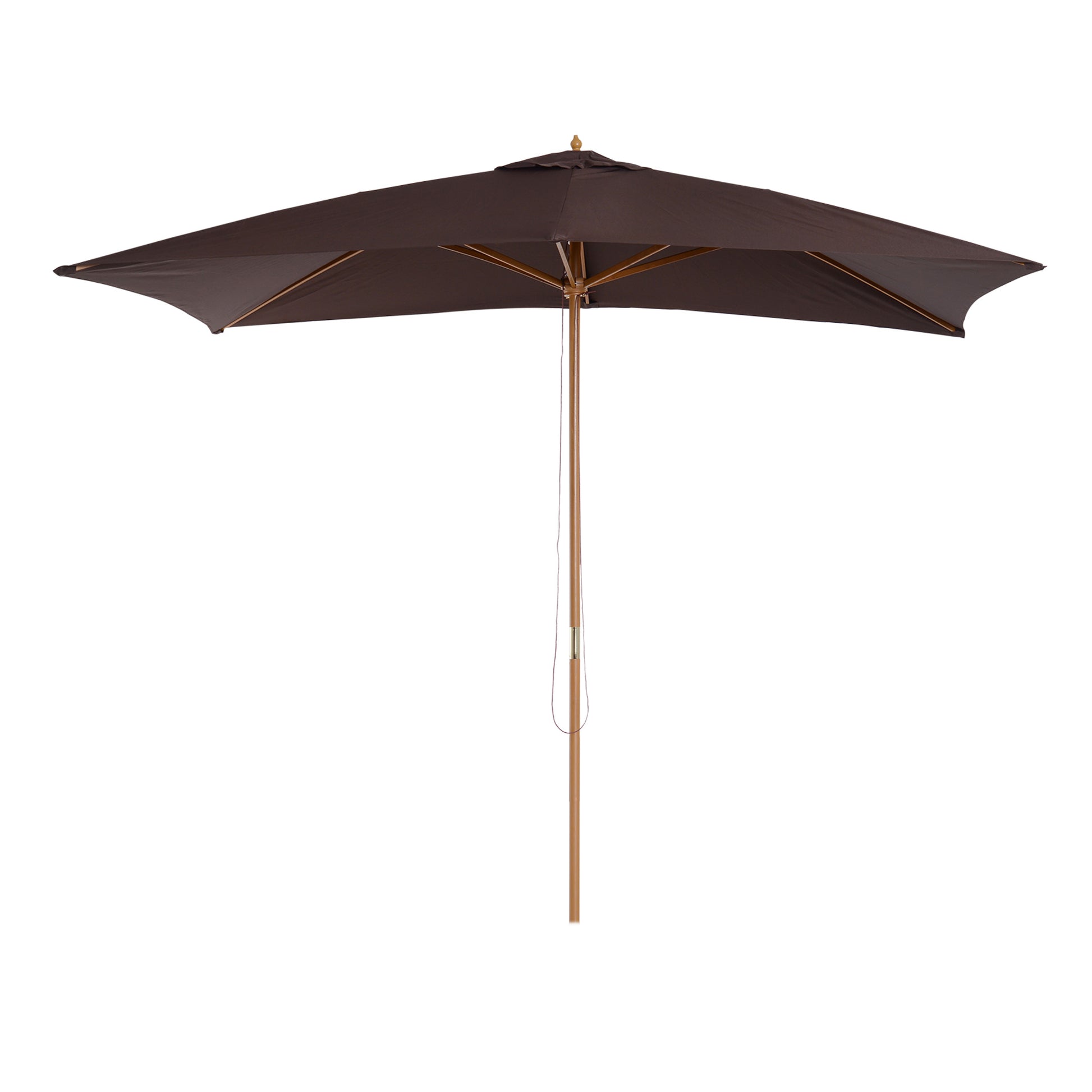 2 x 3m Wooden Garden Parasol Umbrella Outdoor Sun Shade Canopy, Dark