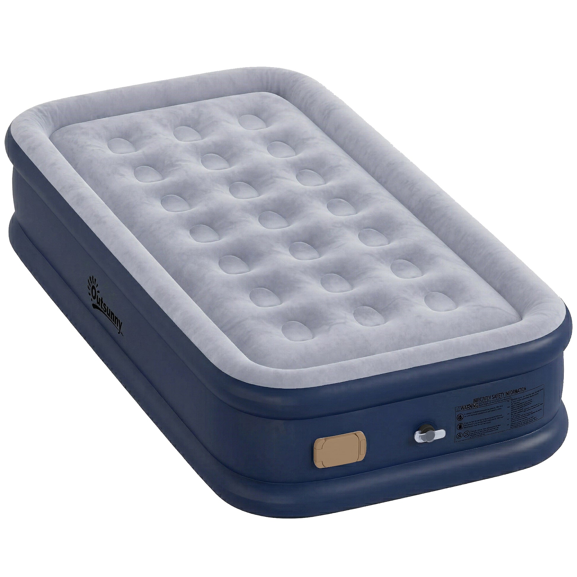 Inflatable Mattress, Single Air Bed with Built-in Electric Pump