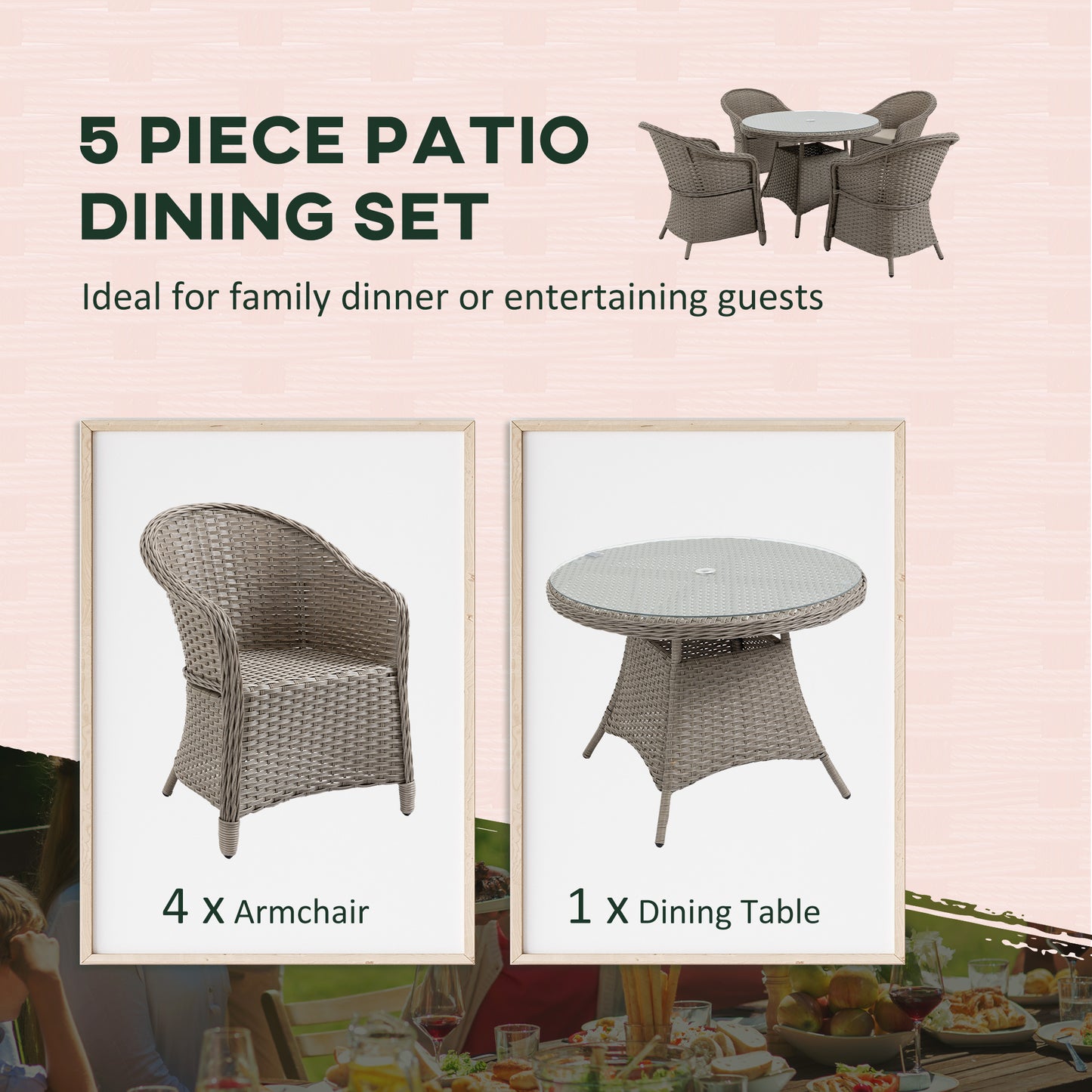 4 Seater Rattan Garden Furniture Set with Cushions