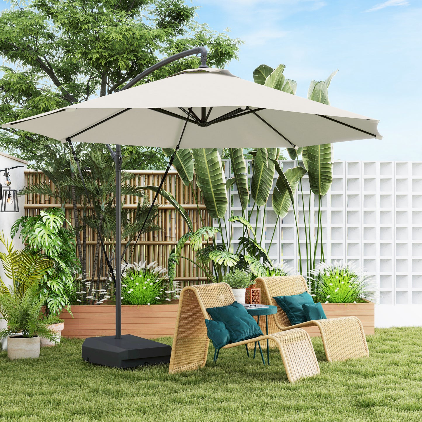 3(m) Garden Cantilever Parasol with Fillable Base up to 90kg