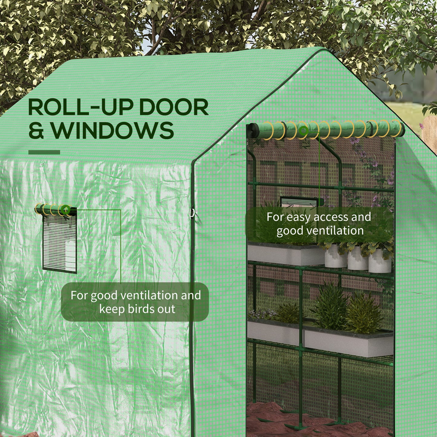 Walk-in Greenhouse with 3 Tier 12 Shelves