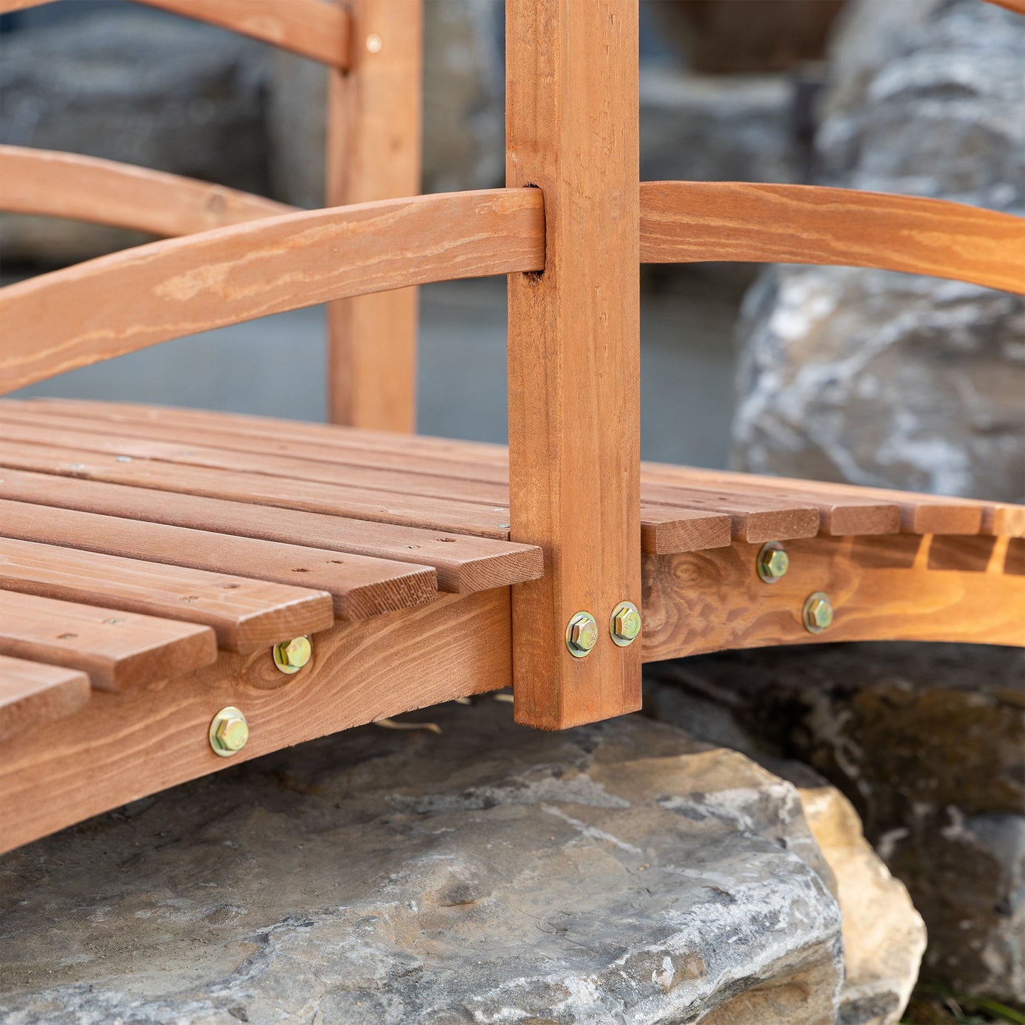 6FT Wooden Garden Bridge with Safety Railings