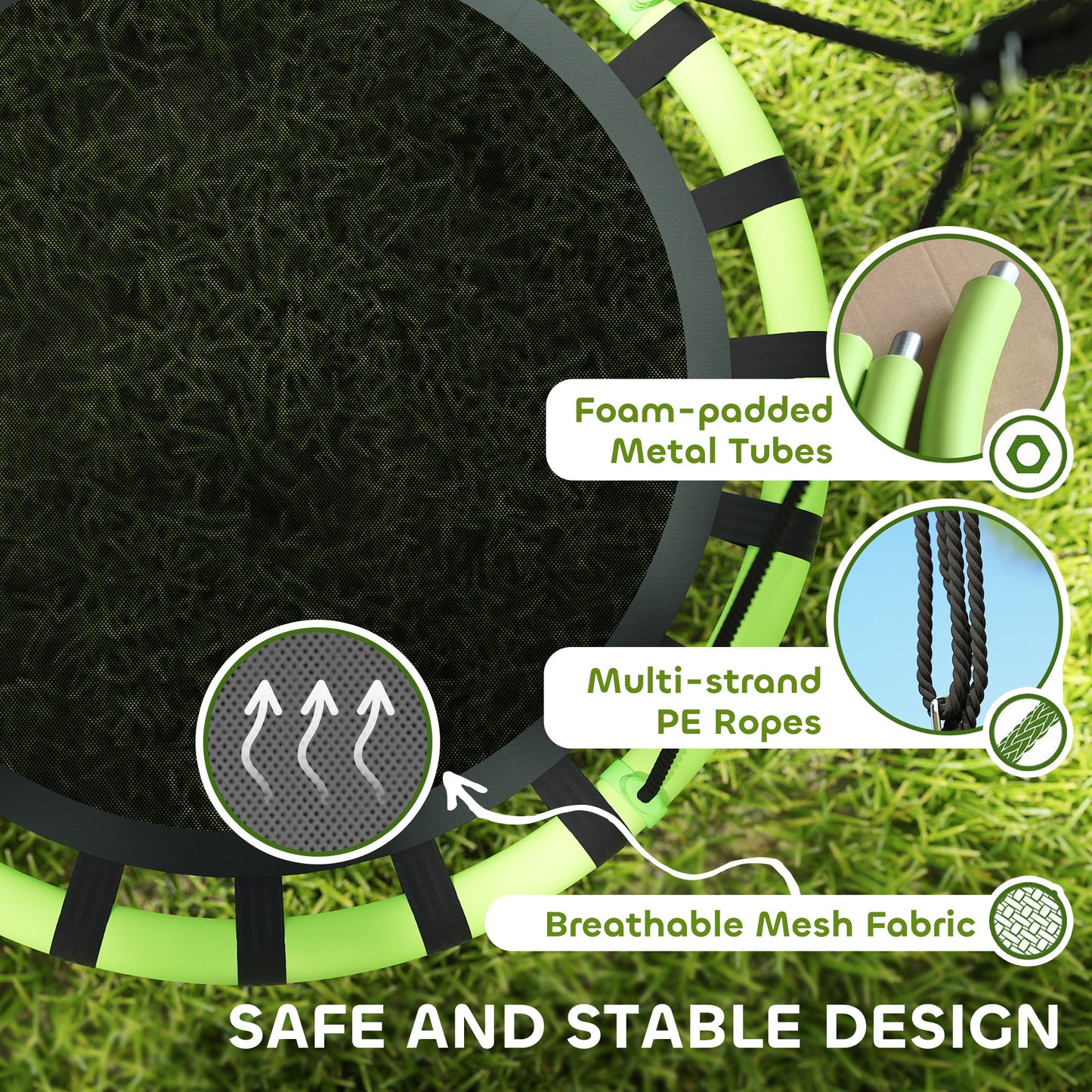 100cm Diameter Kid Nest Swing Seat with Height Adjustable Ropes
