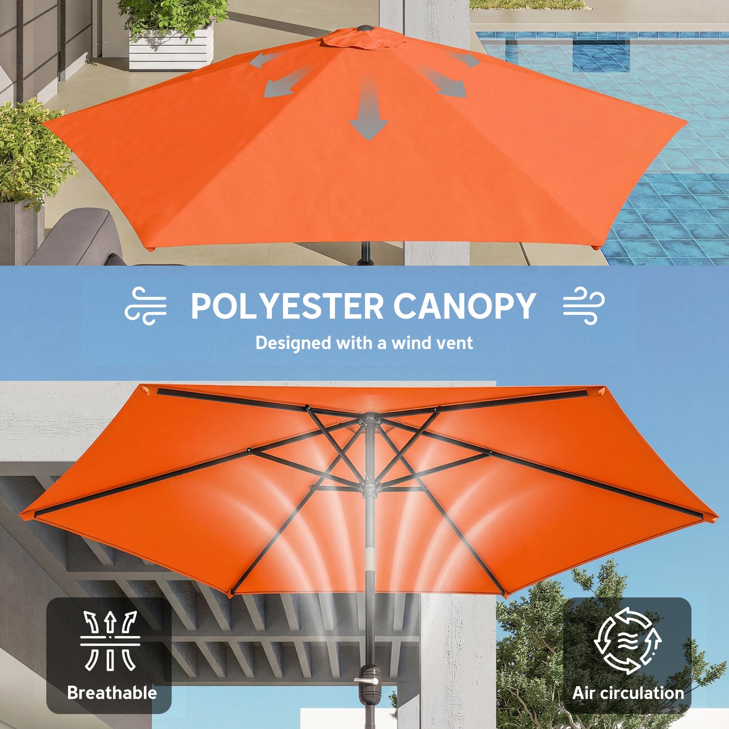 2.6 m Garden Parasol Umbrella with Aluminium Pole (7)