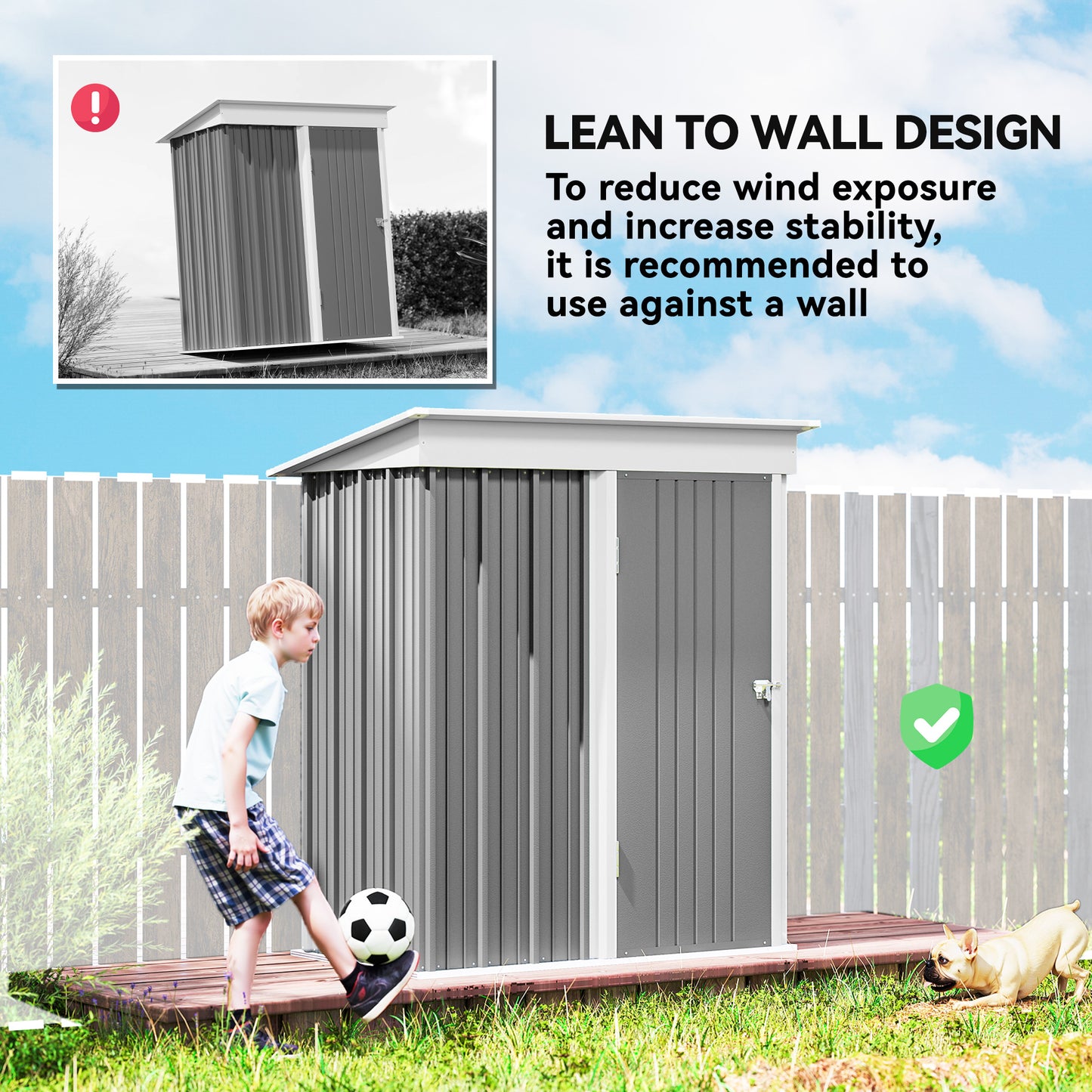 Metal Garden Shed, Outdoor Lean-to Shed for Tool Motor Bike
