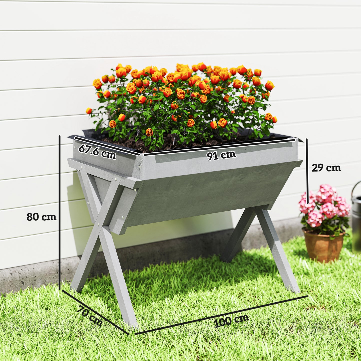 Wooden Raised Garden Bed with Bed Liner