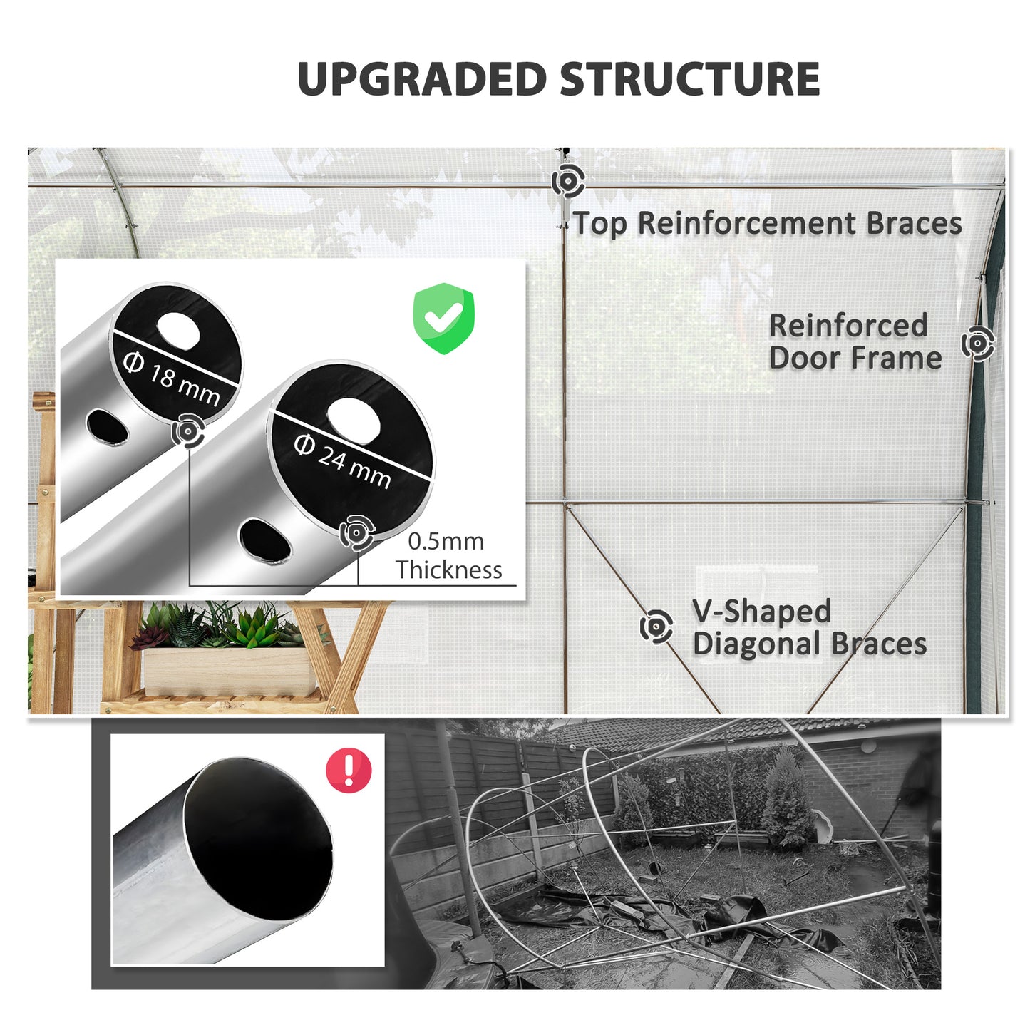 4 x 3(m) Walk-In Tunnel Greenhouse, with Accessories