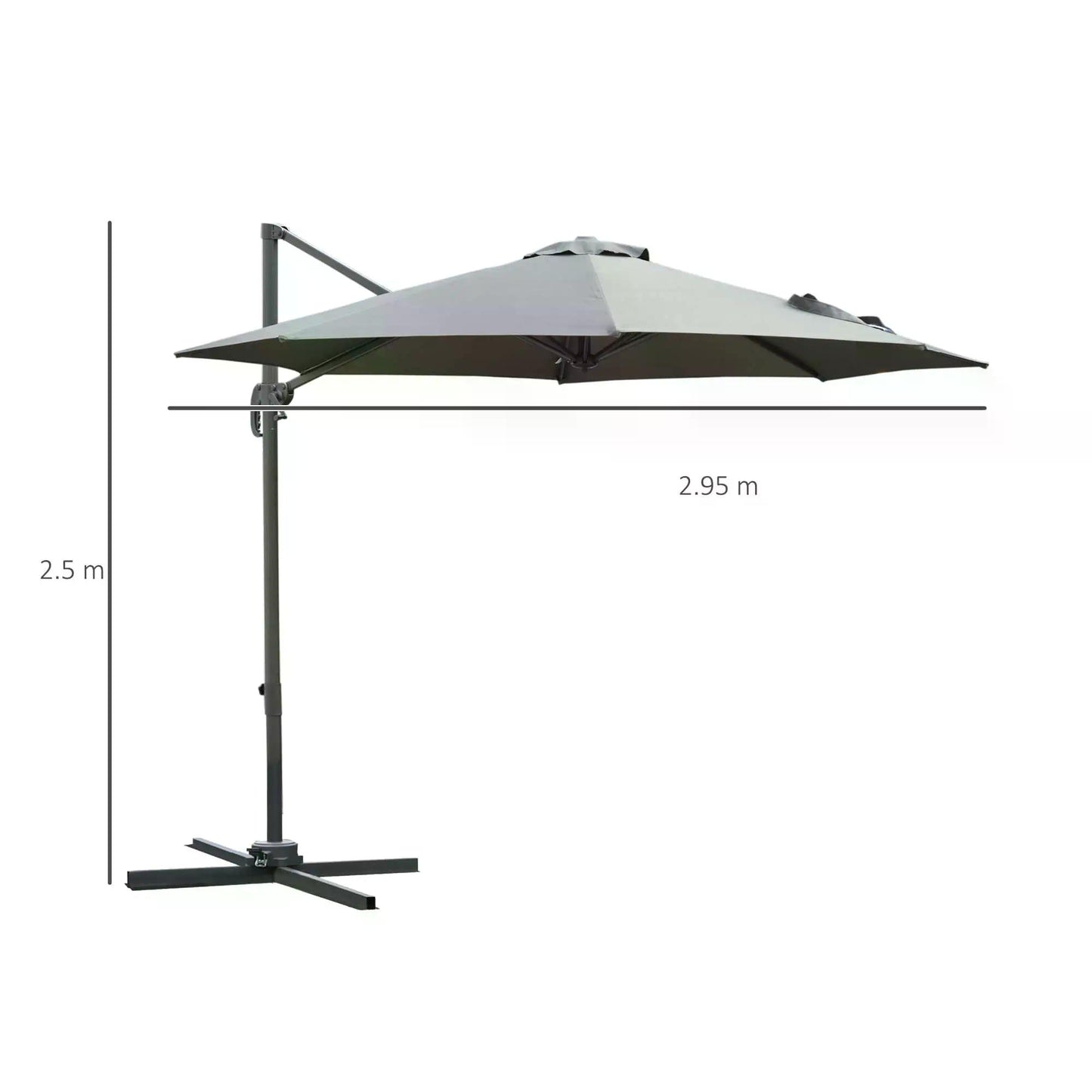 3(m) Offset Parasol Cantilever Hanging Umbrella 360° Rotation w/ Base
