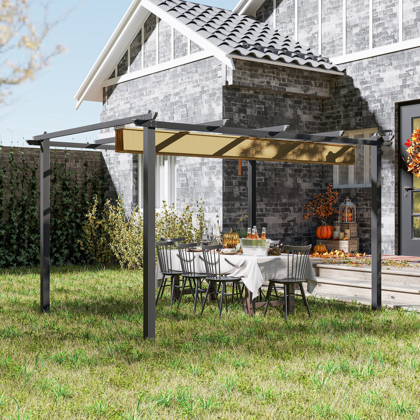 3 x 4m Aluminium Pergola, with Retractable Roof