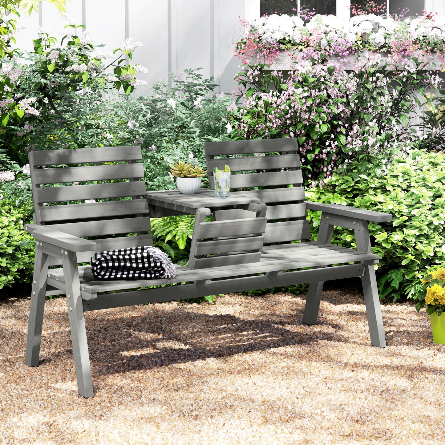 Fir Wood Convertible 2 to 3 Seater Outdoor Garden Bench